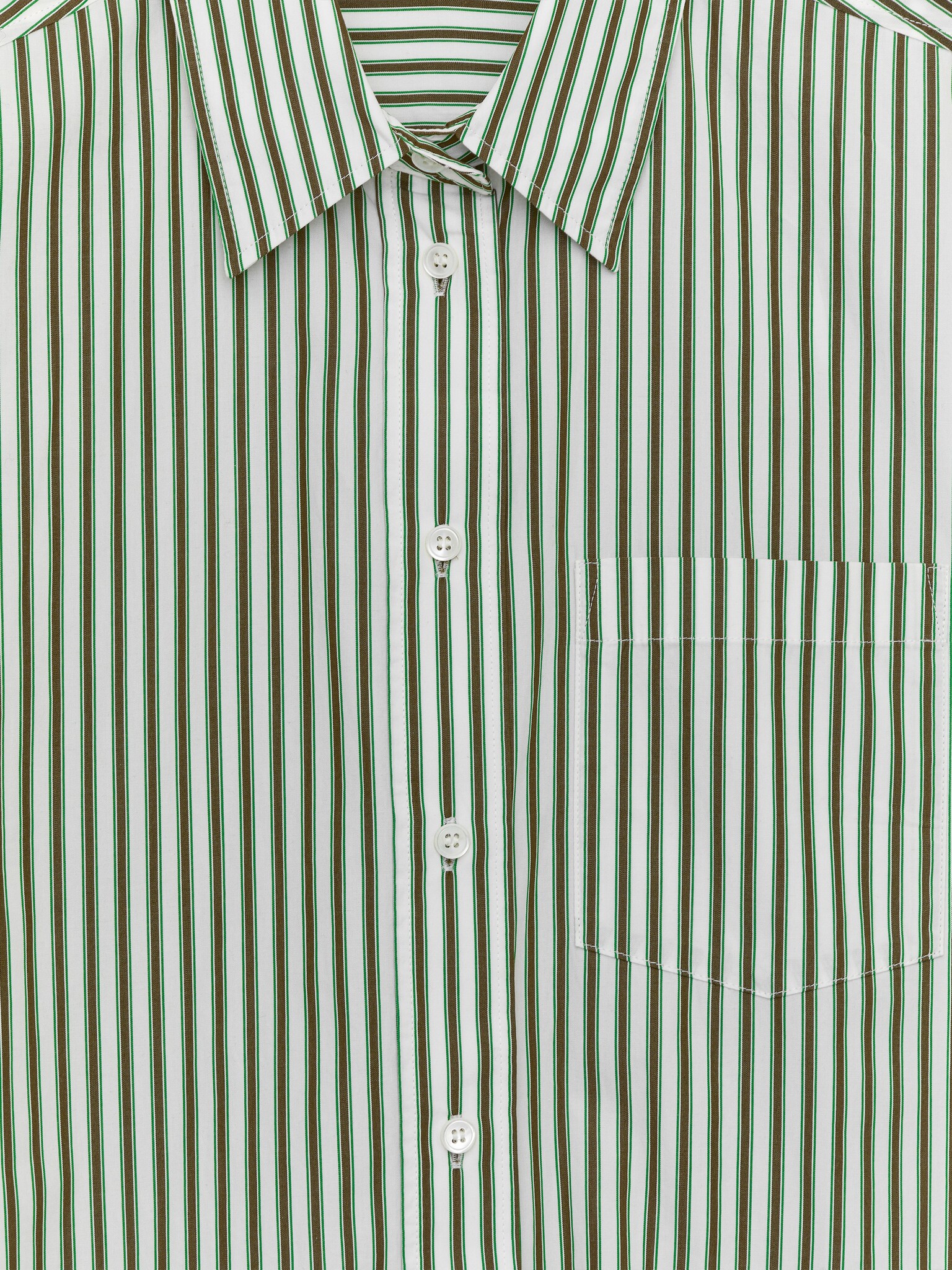 Oversized Cotton Shirt - Green/White/White - 6