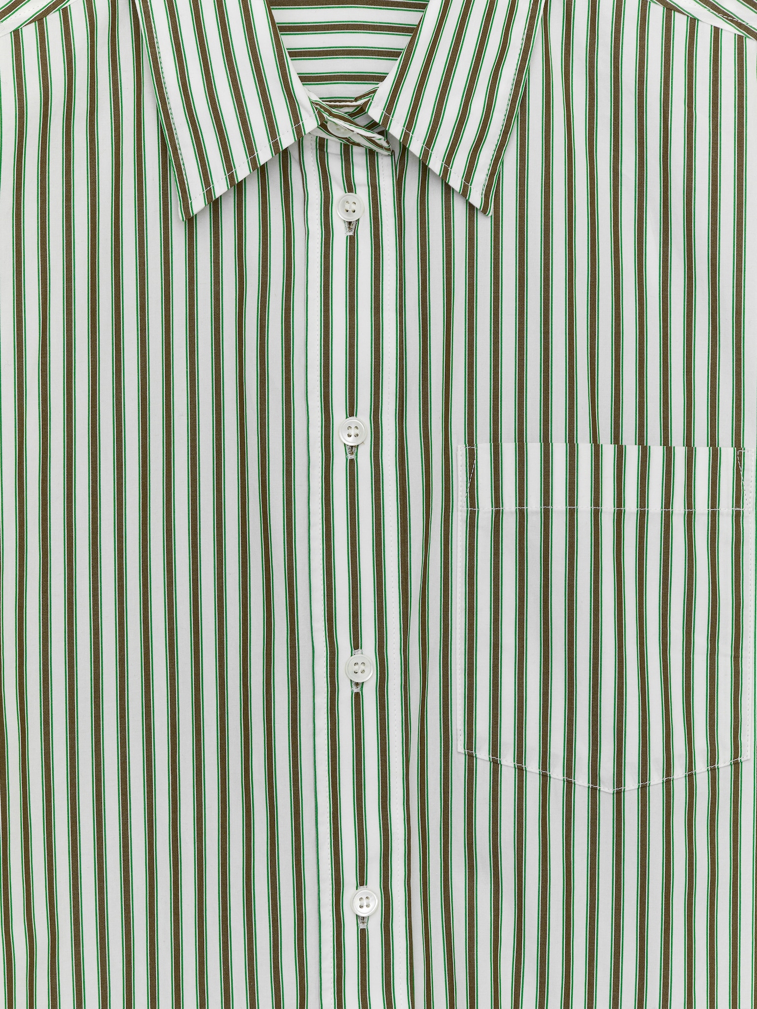 Oversized Cotton Shirt - Green/White/White - 6