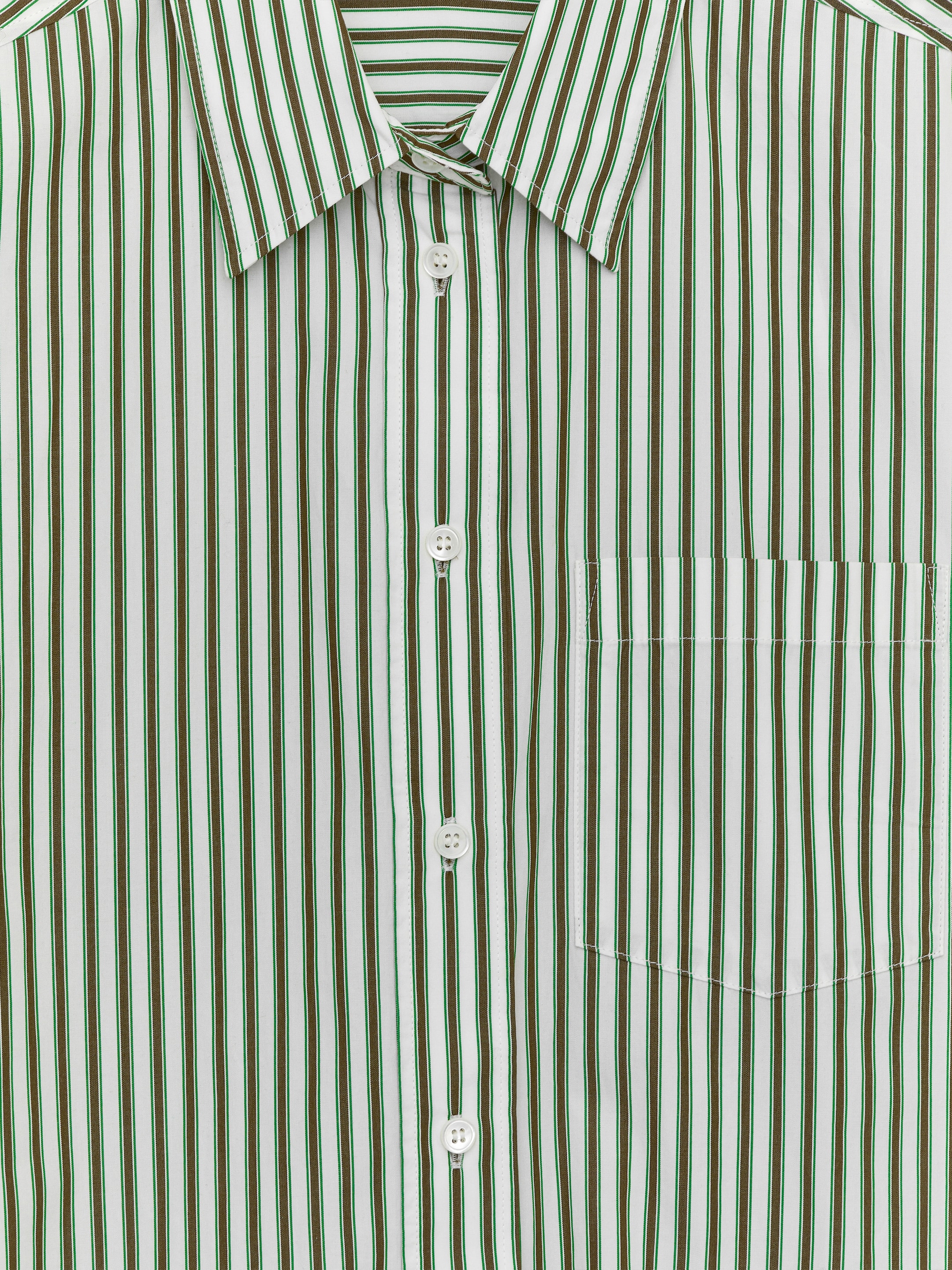 Oversized Cotton Shirt - Green/White - Oversized - Women - StillMedia/DescriptiveDetail - 1