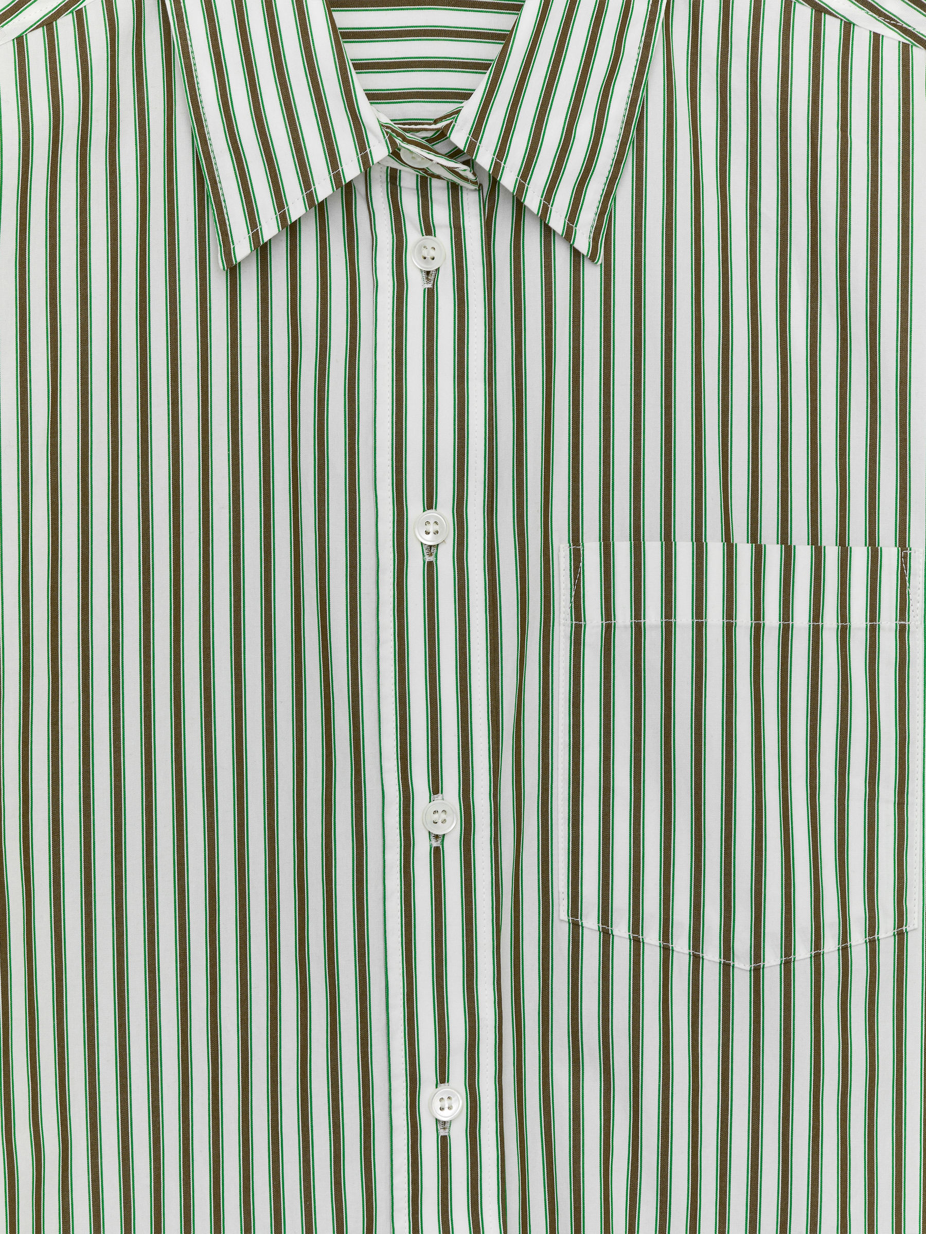 Oversized Cotton Shirt - Green/White - Oversized - Women - StillMedia/DescriptiveDetail - 1