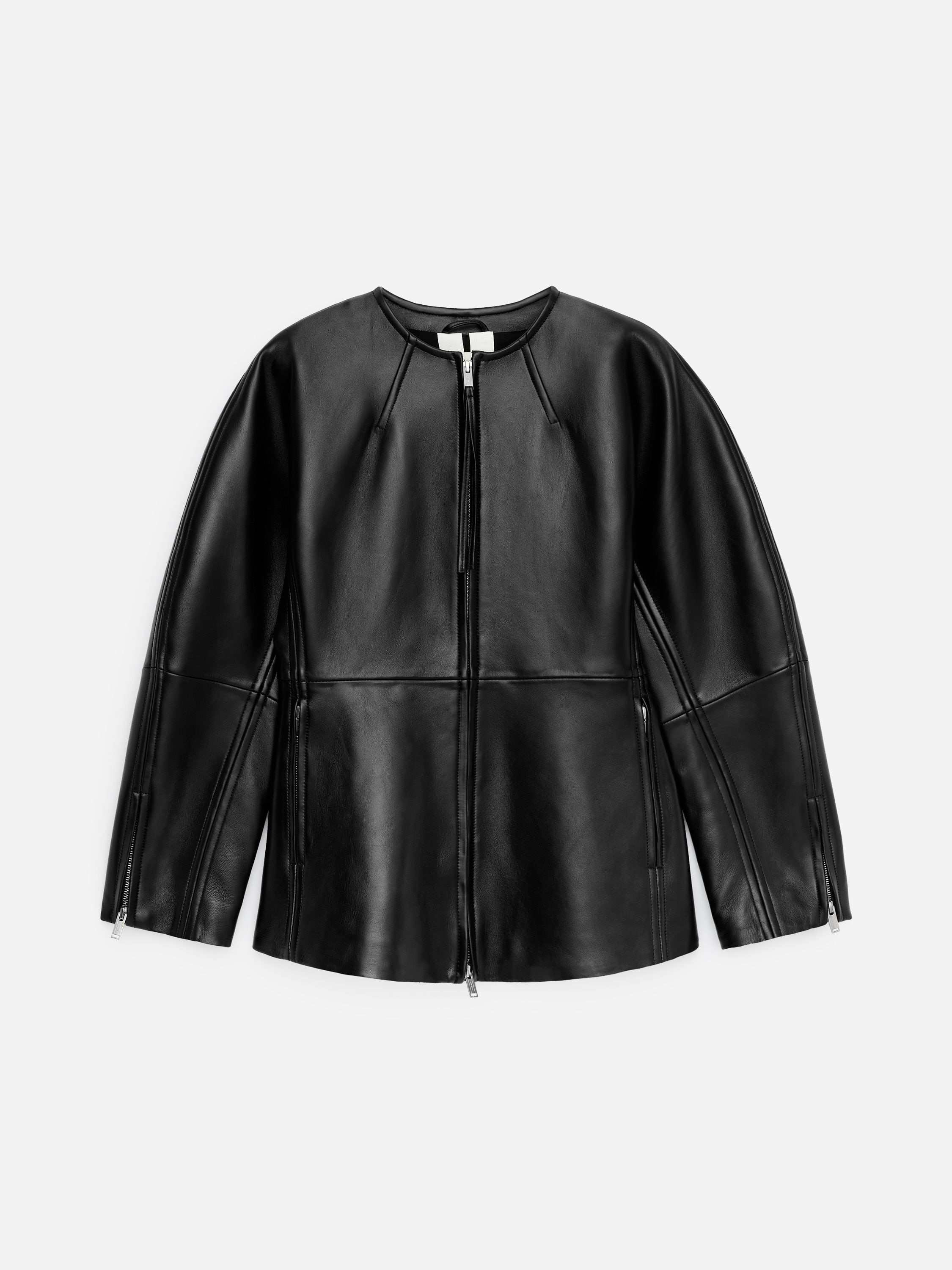Sculptural Leather Jacket – Black – Women – ARKET DK