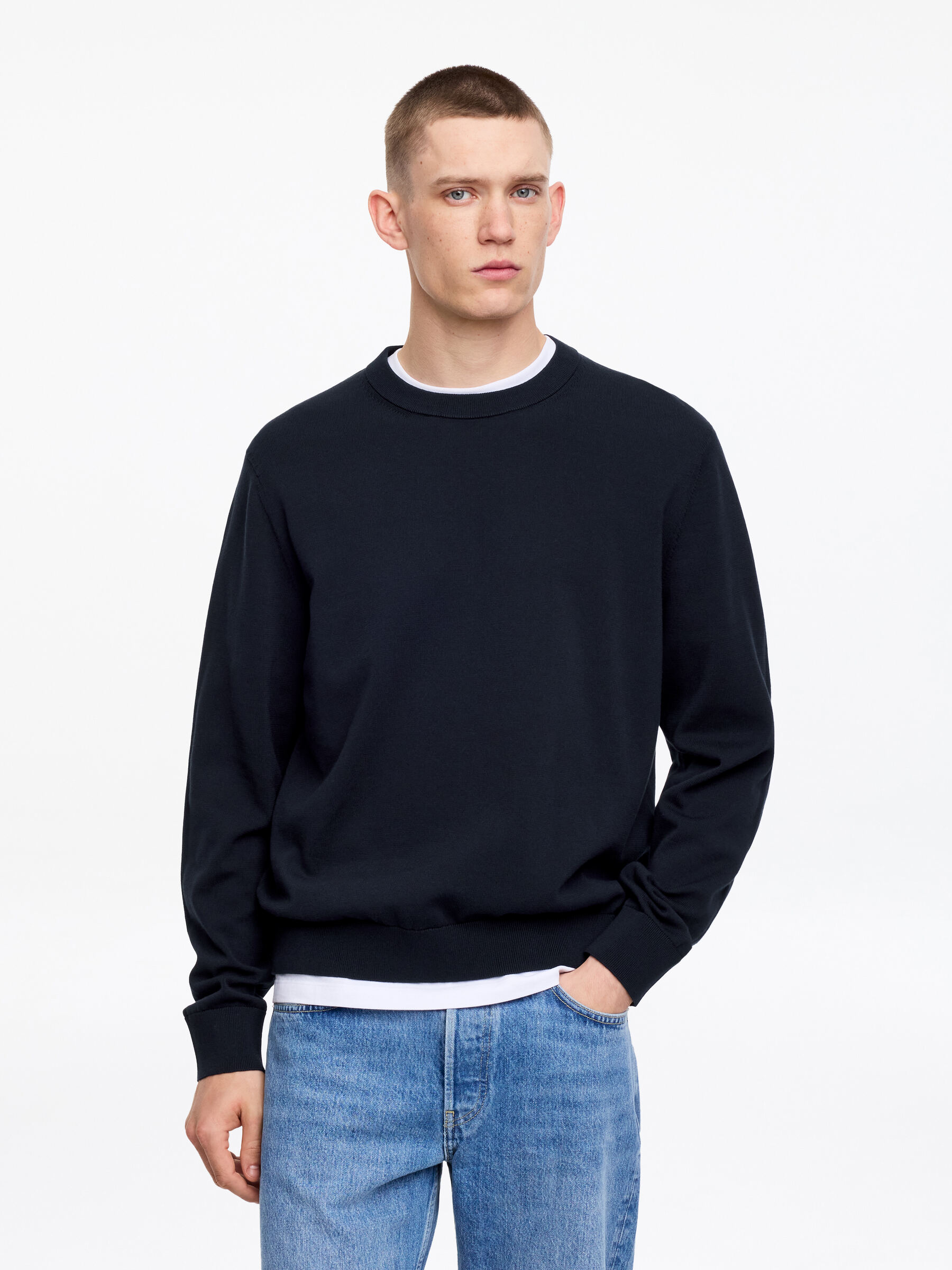 Lightweight Cotton Crewneck Jumper-#272930-19373