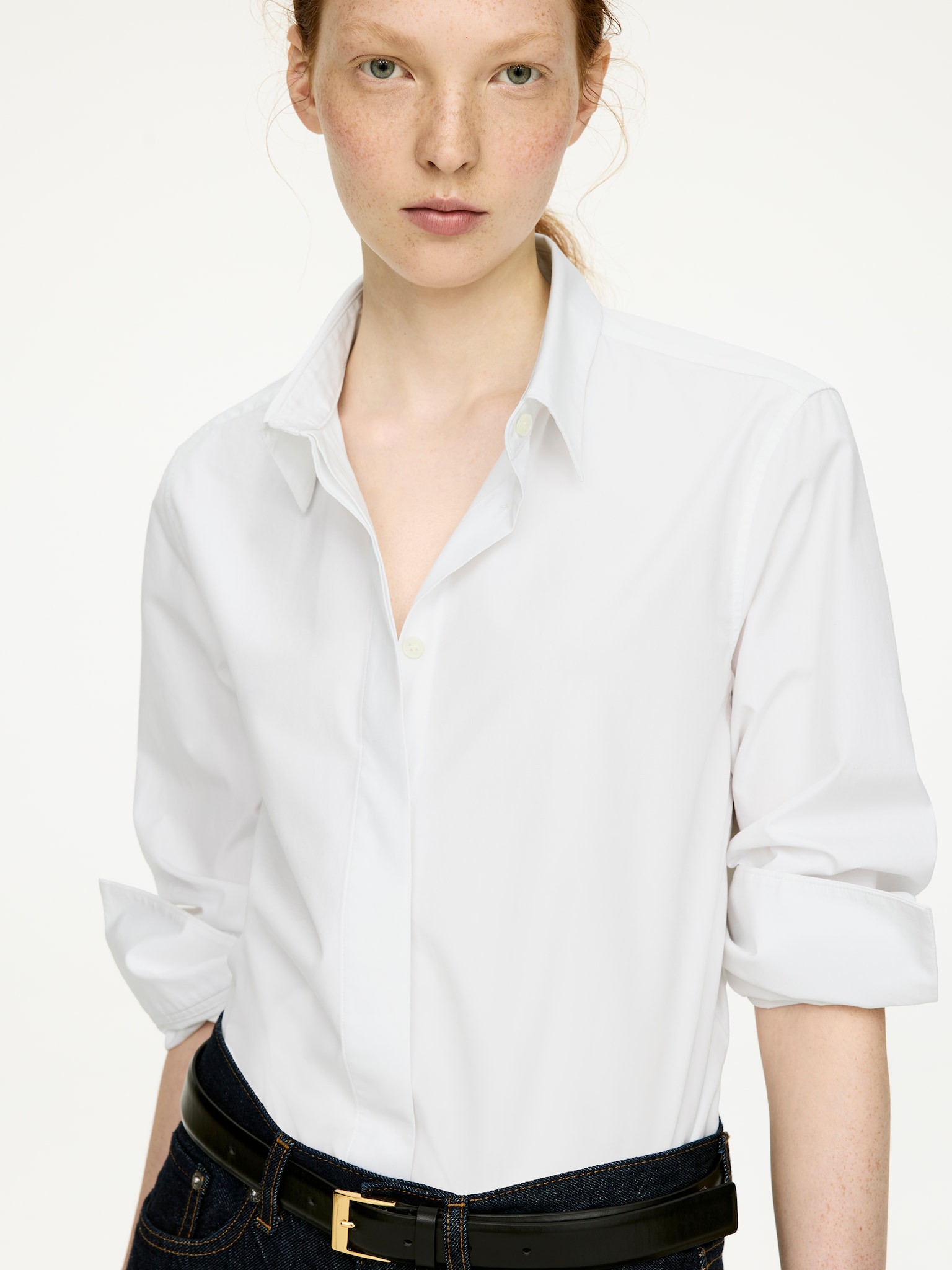 Chemise en popeline de coupe standard - Blanc - 5