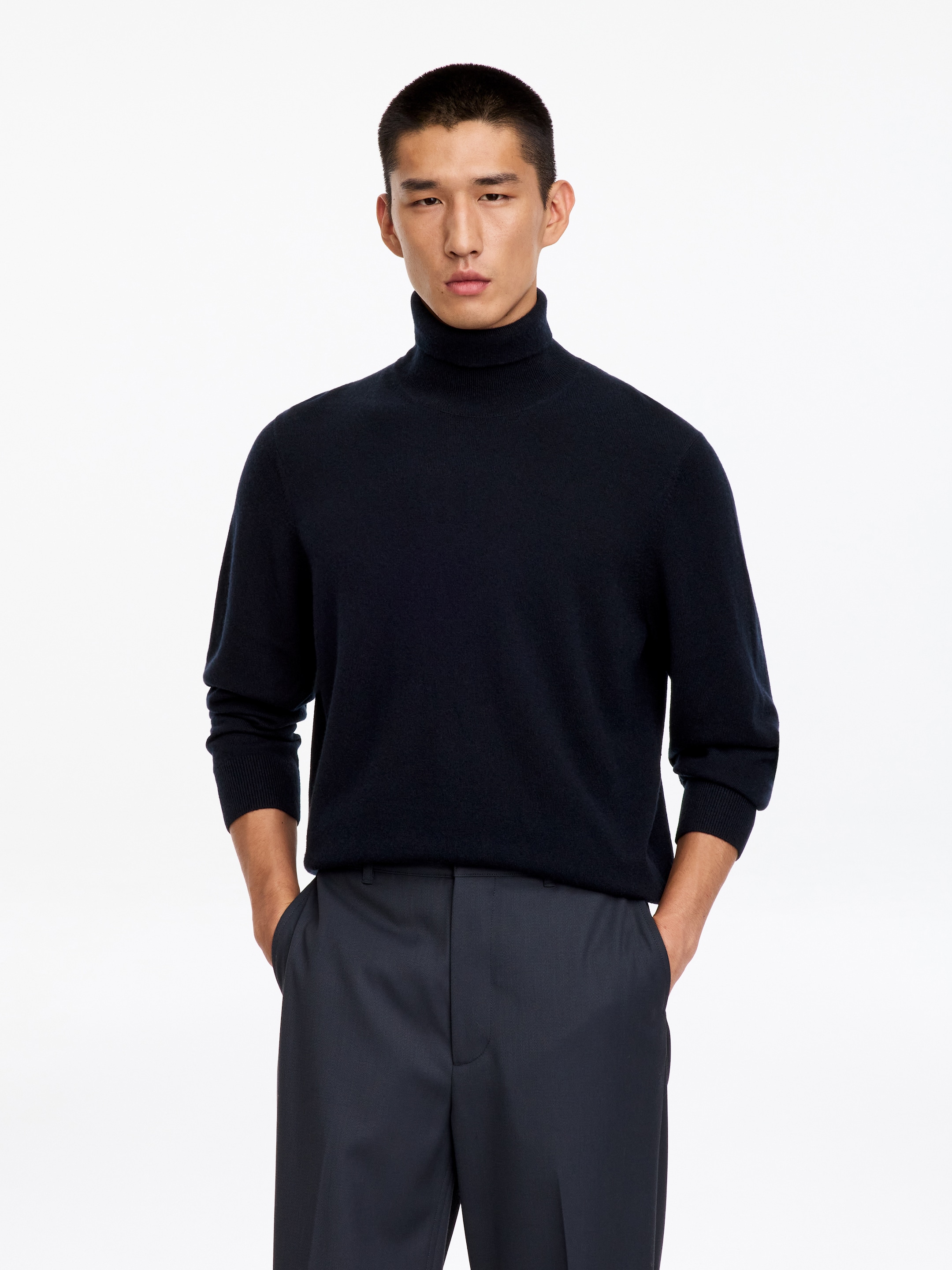 Cashmere Roll-Neck Jumper-Blue-20604