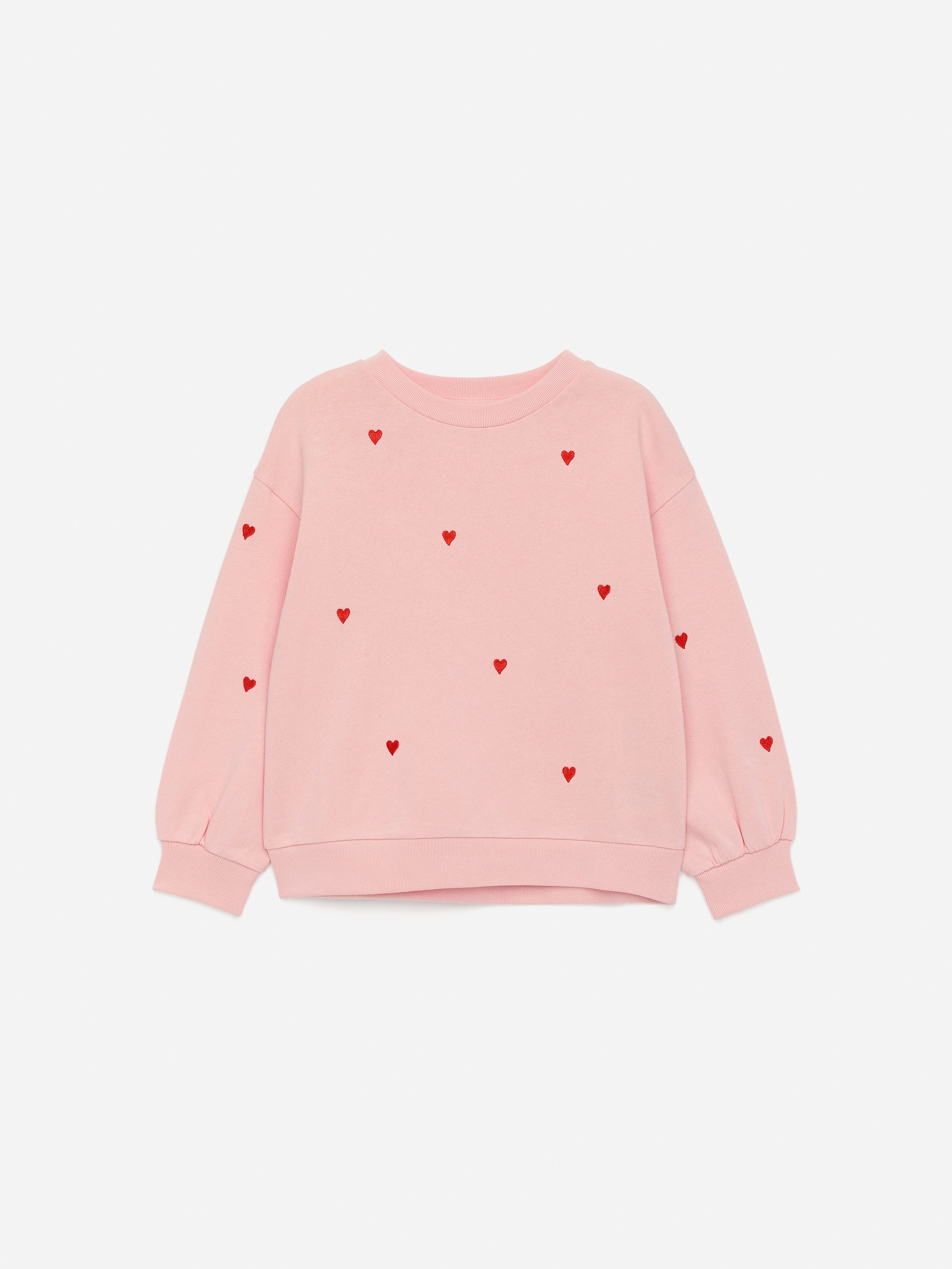Grösseres Bild ansehen: Sweatshirt mit Stickerei - Rosa/rote Herzen - KINDER | H&M CH 1