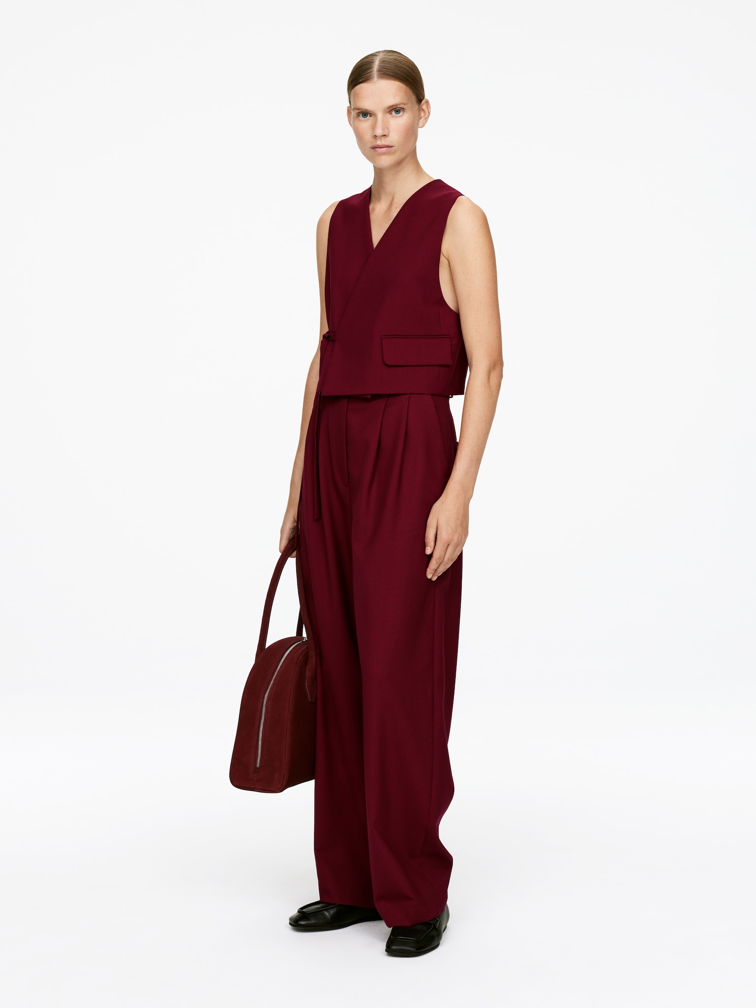 Gilet modulaire en laine - Rouge foncé/Bleu foncé - 5