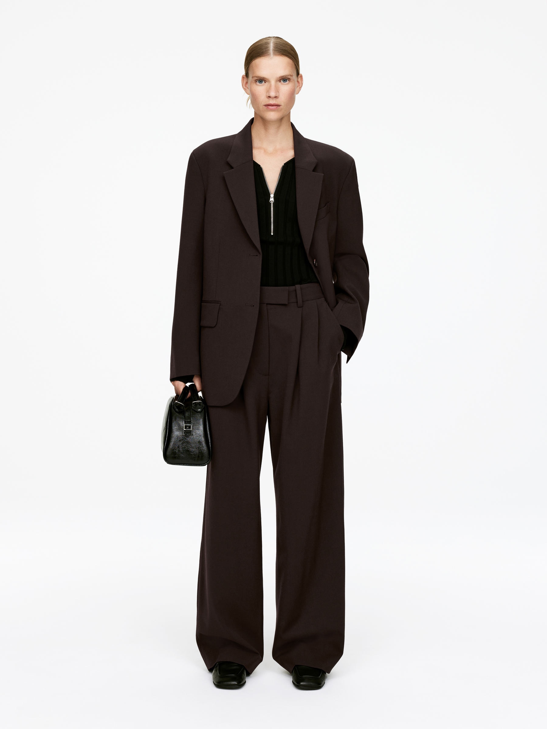 Wide-Leg Tailored Trousers - Dark Brown - Relaxed fit - Women - StillMedia/Lookbook - 6