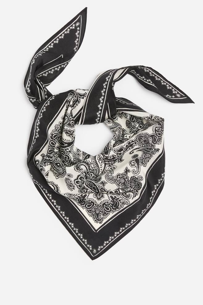 Lenço paisley em algodão e seda - Preto - 1