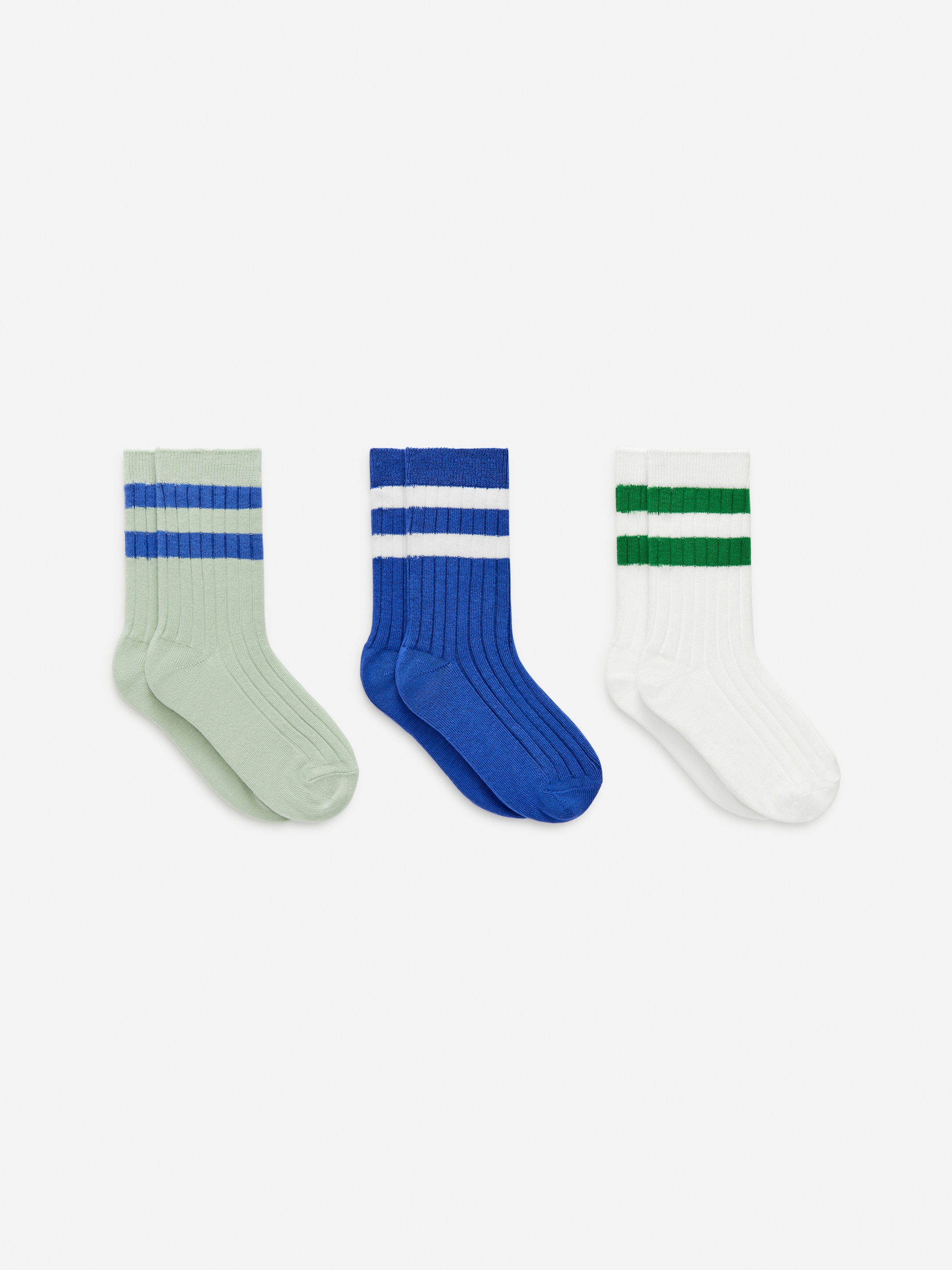 Rib Knit Socks Set of 3-#0d4aa1-14776