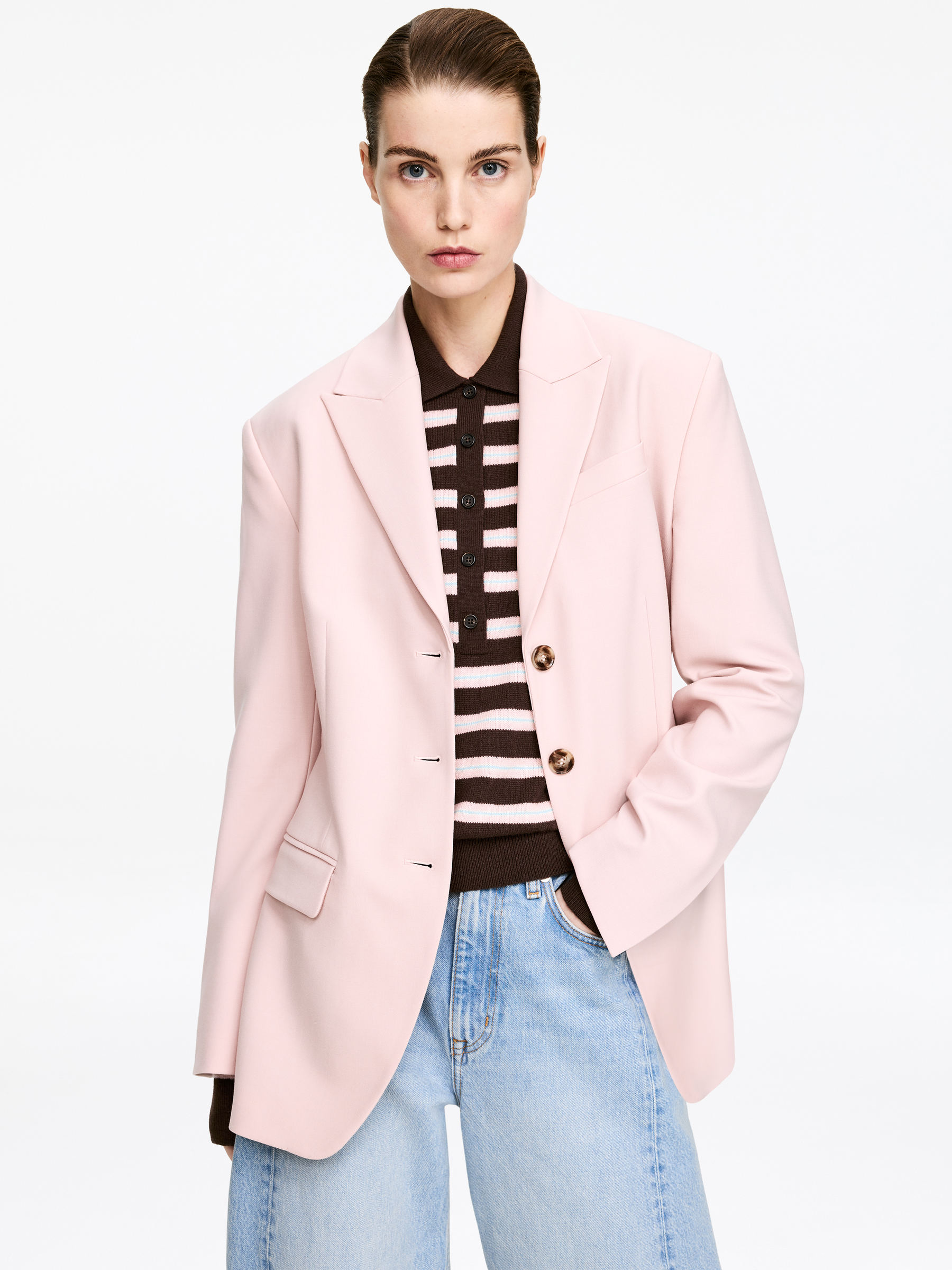 Polopullover aus Wolle - Braun/Grau/Rosa - Regular Fit - Damen - StillMedia/Lookbook - 5