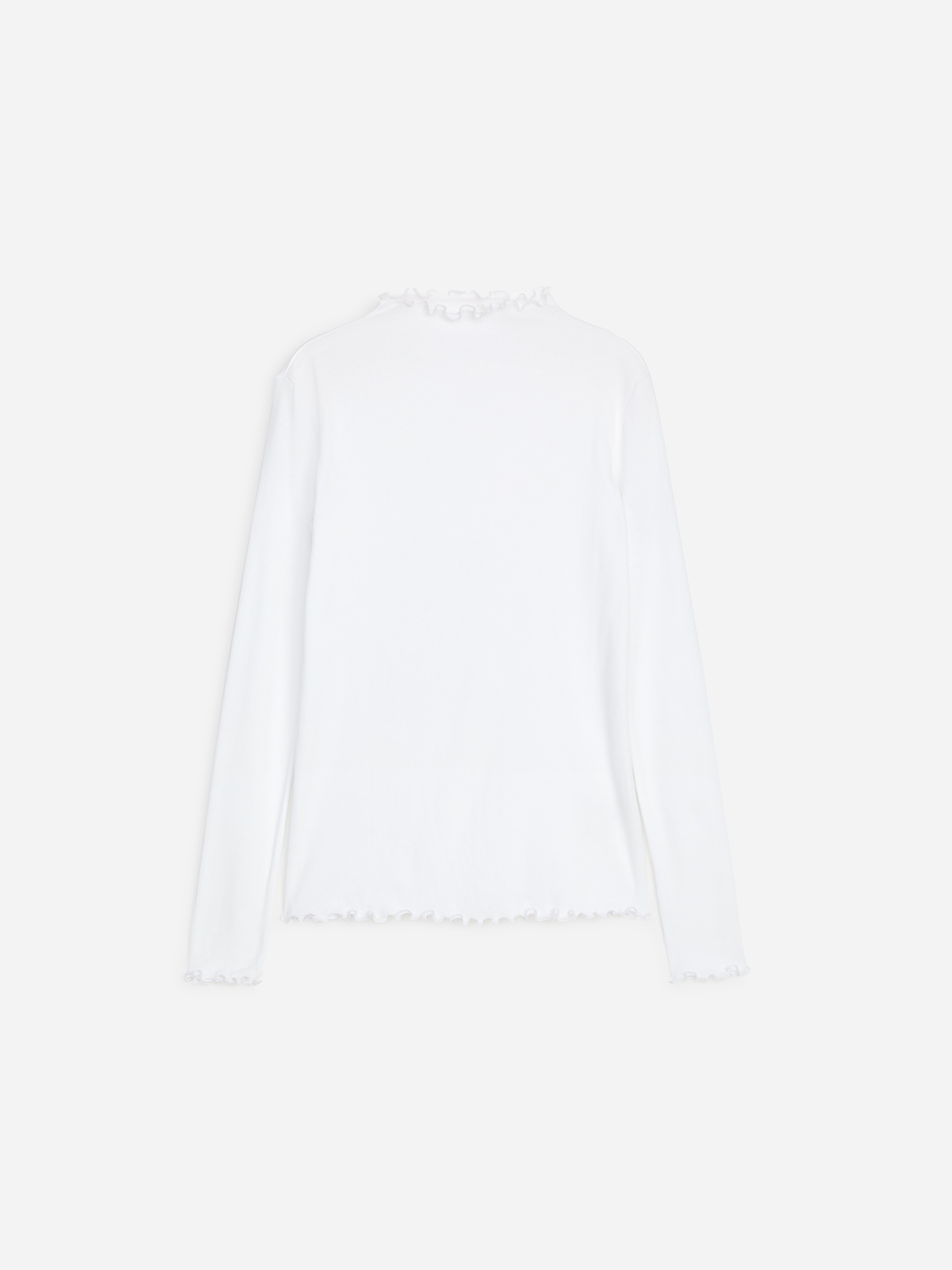 Tricot top met volant - Wit/Zwart