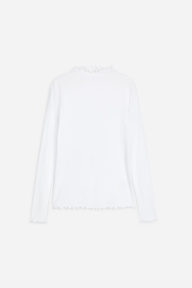 Frilled Jersey Top - White/Black - 1