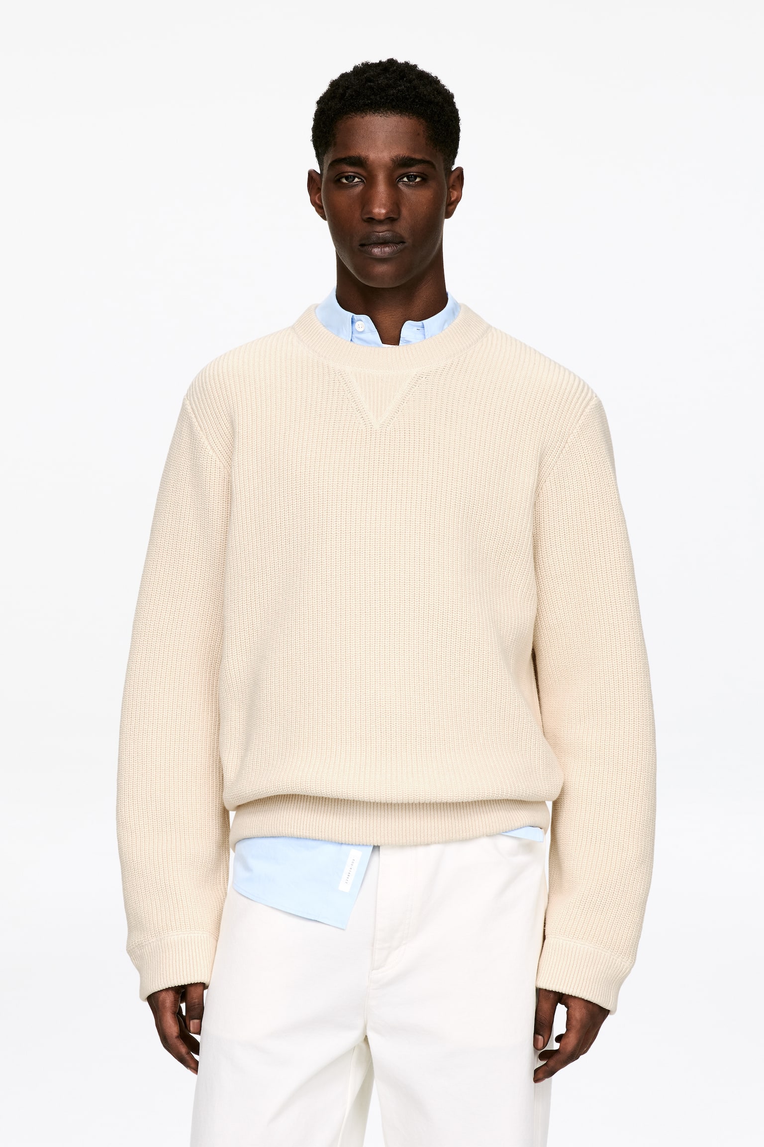 Jersey de lino y algodón - Blanco roto/Azul/Rojo - 1