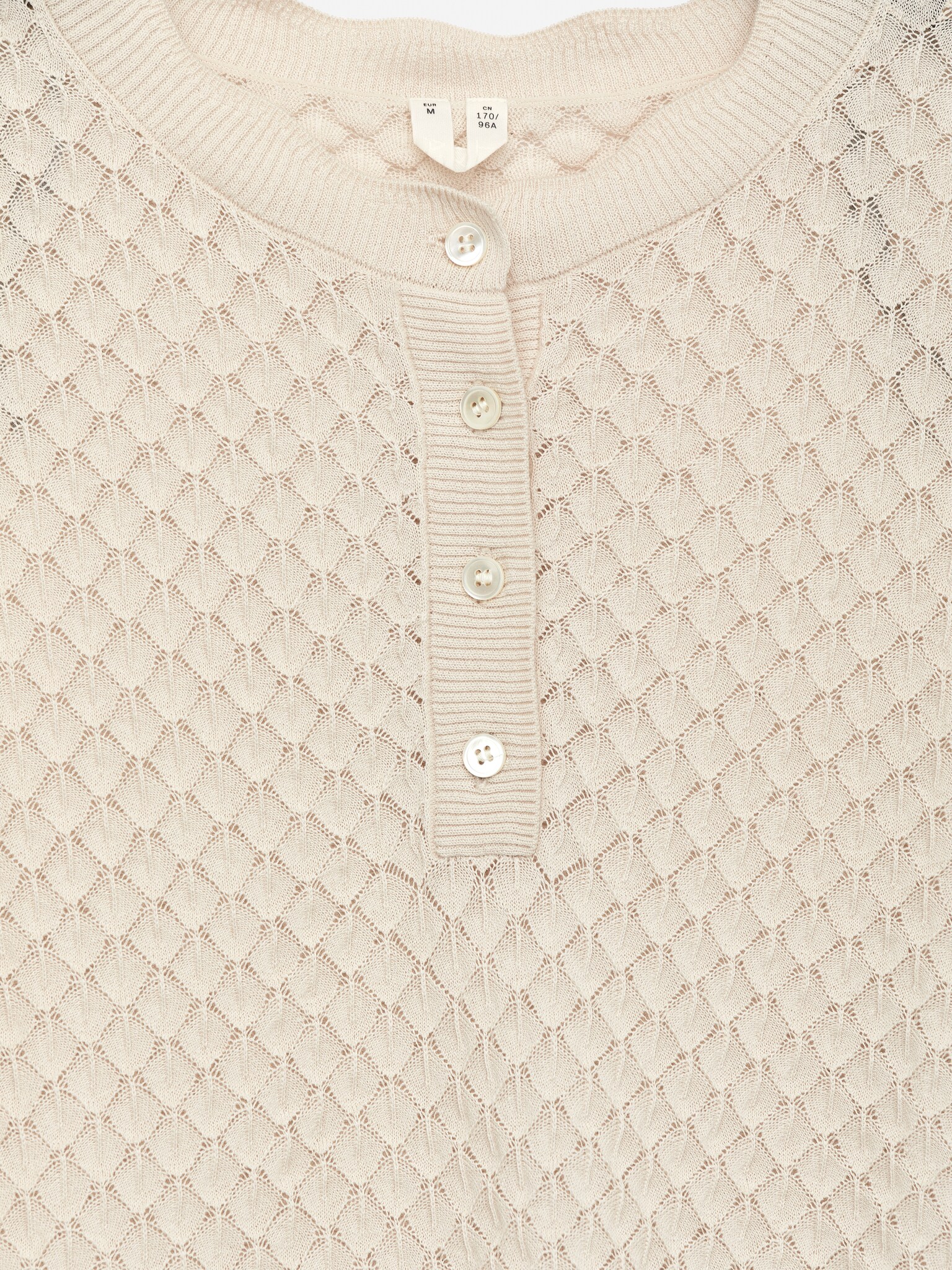 Haut en maille ajourée - Beige clair/Bleu - 2