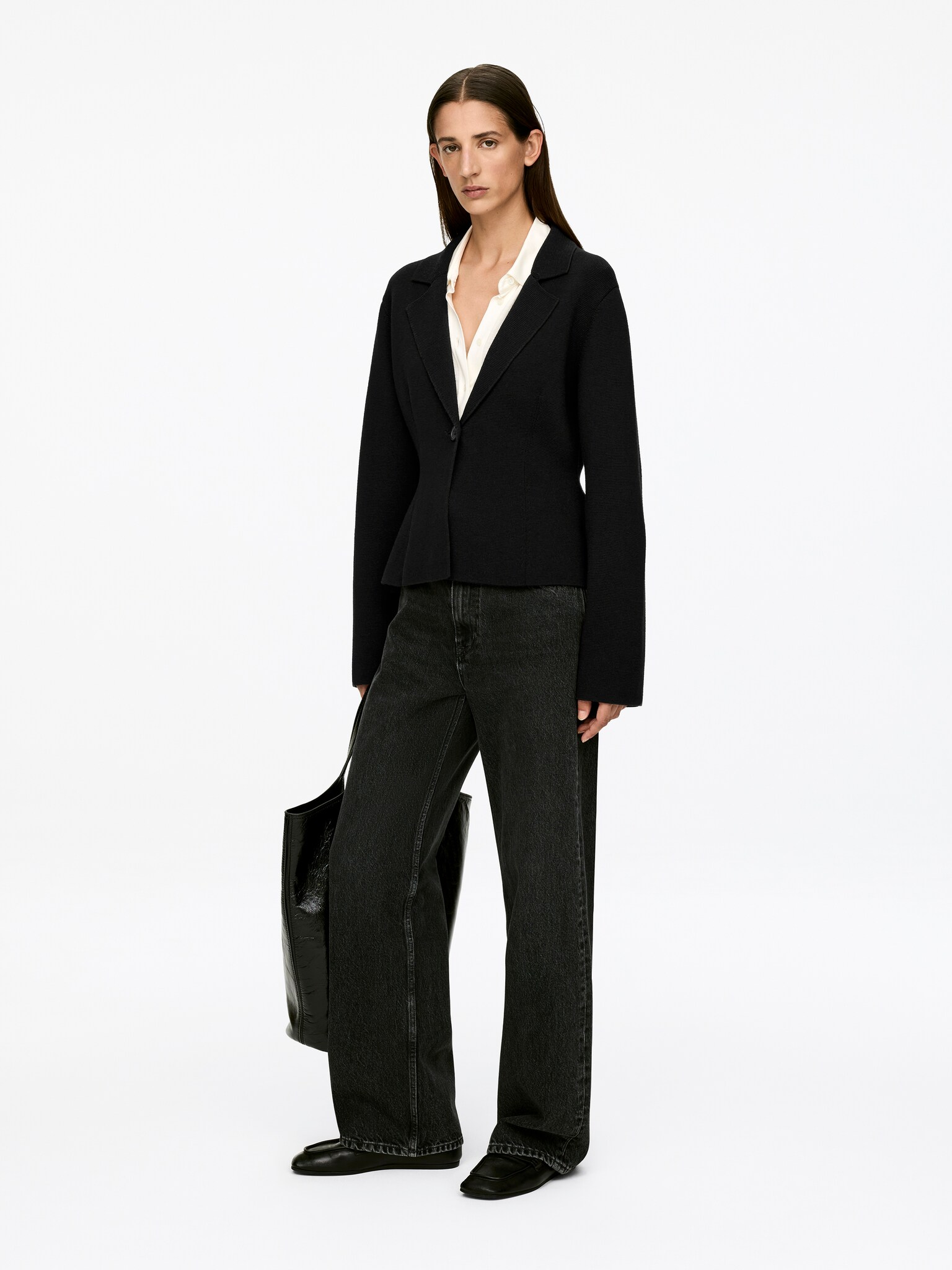 Kurtka z dzianiny z wełny i bawełny - Czarny - 6