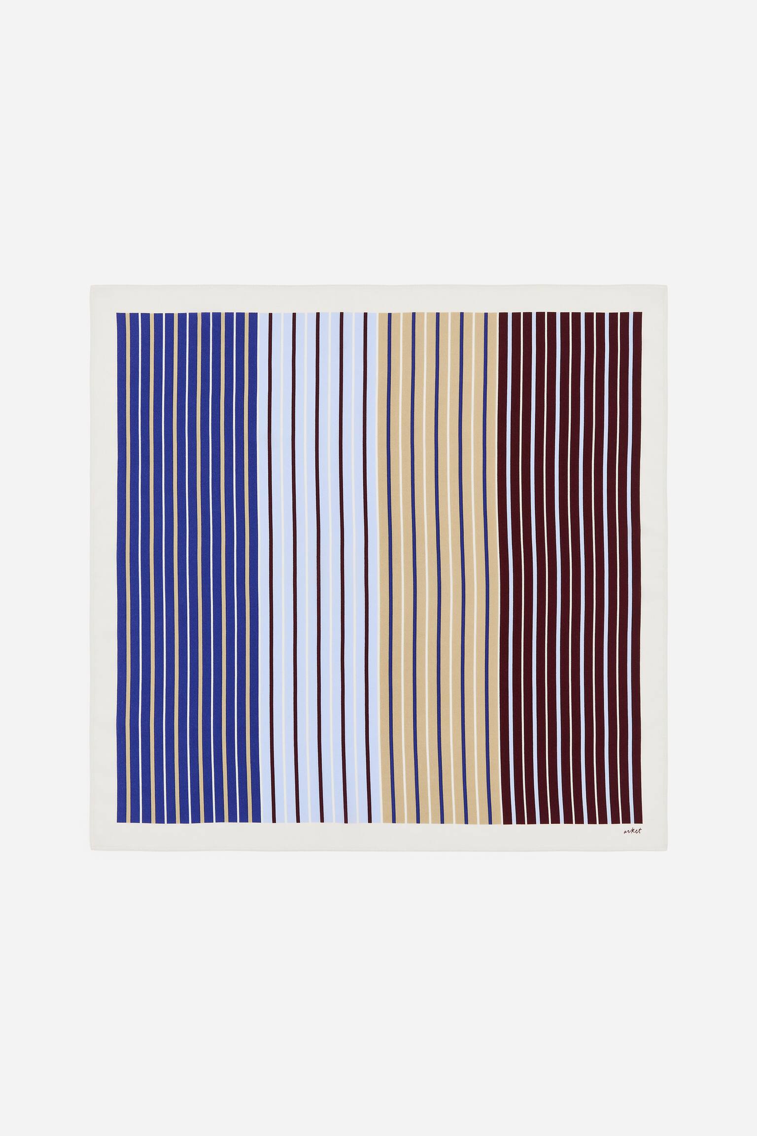 Lenço de seda estampado - Azul/riscas/Azul/Conchas/Bege/preto - 1