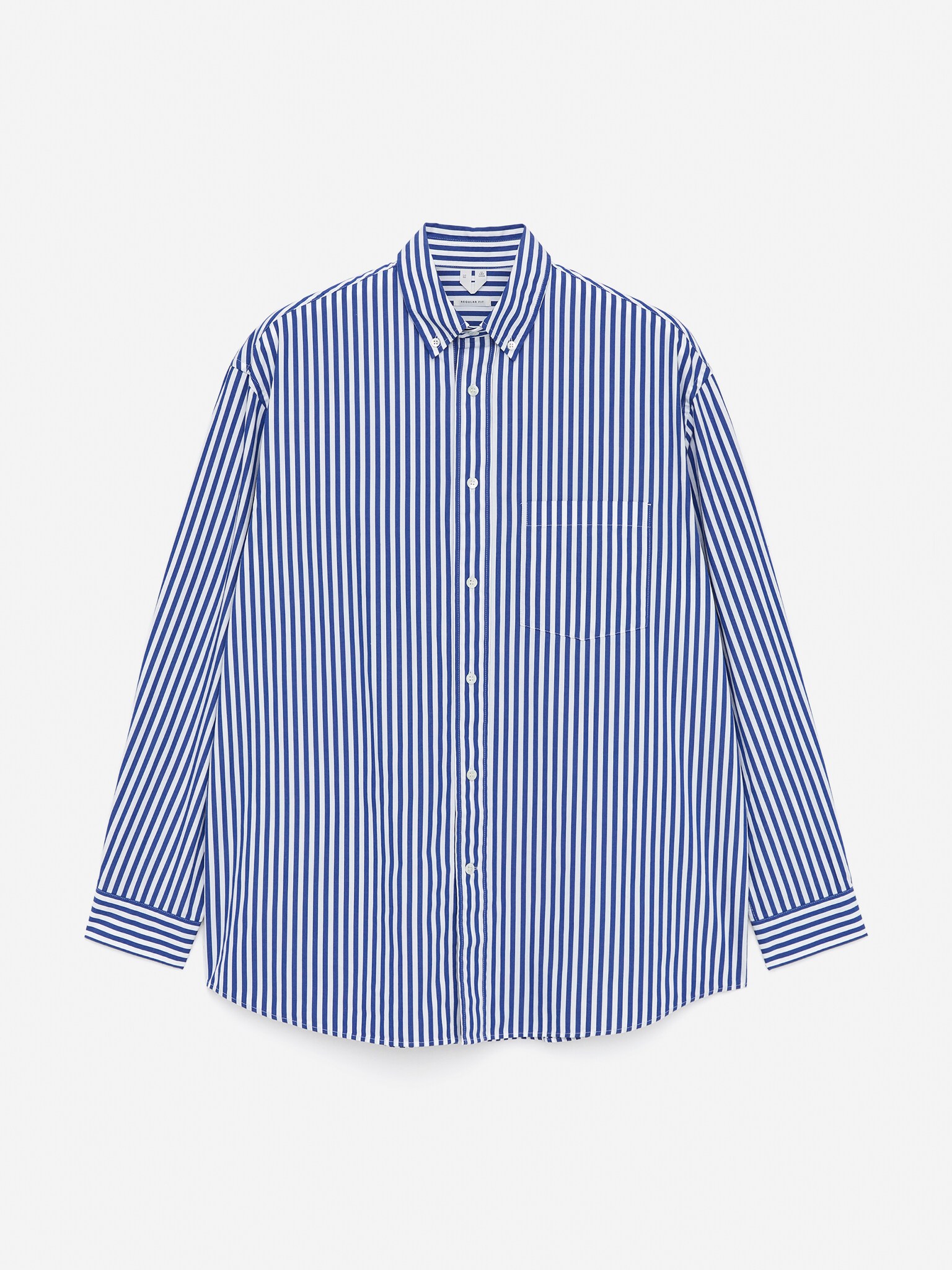 Cămașă oversize din poplin - Albastru/Alb