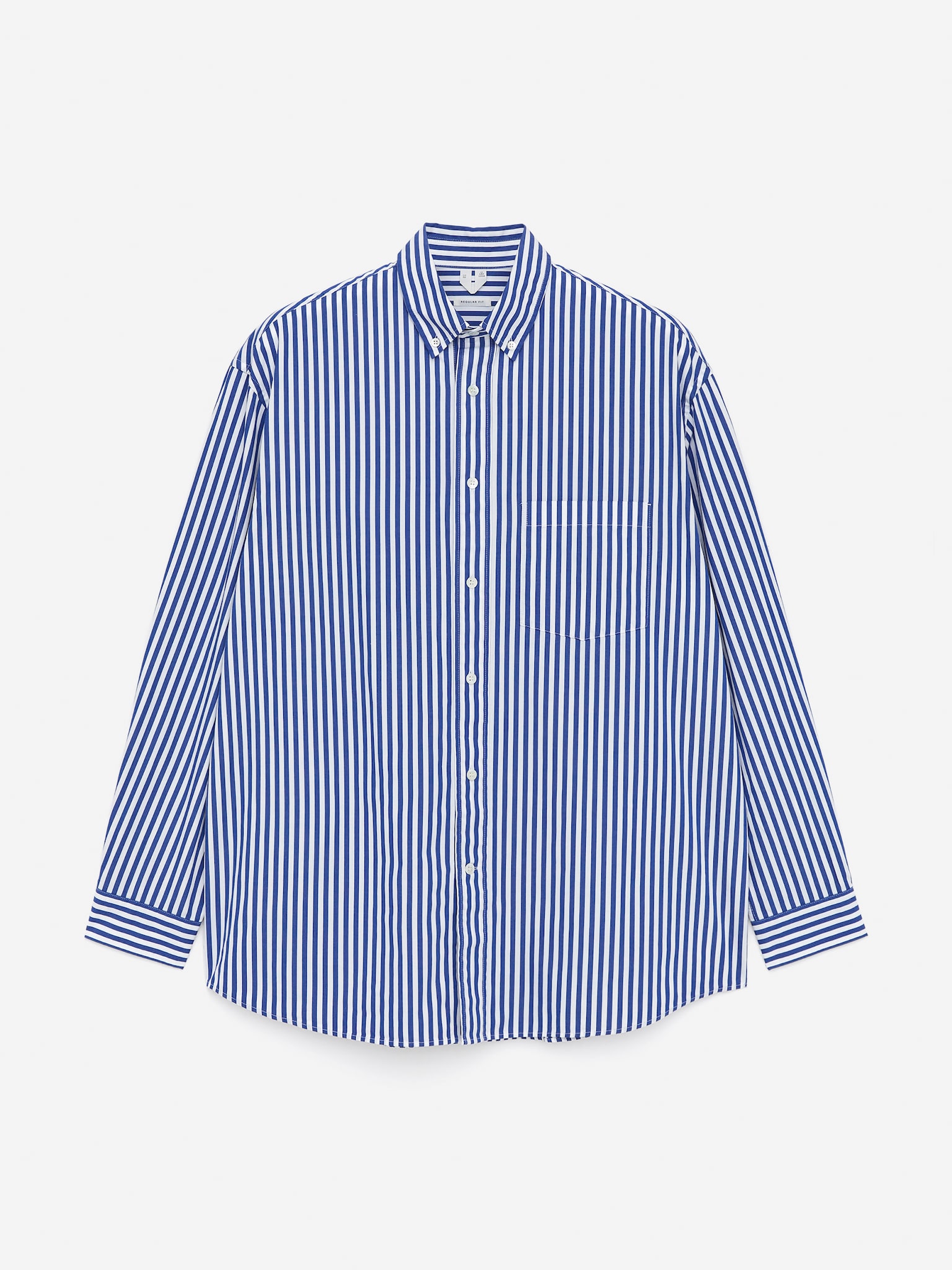 Cămașă oversize din poplin - Albastru/Alb