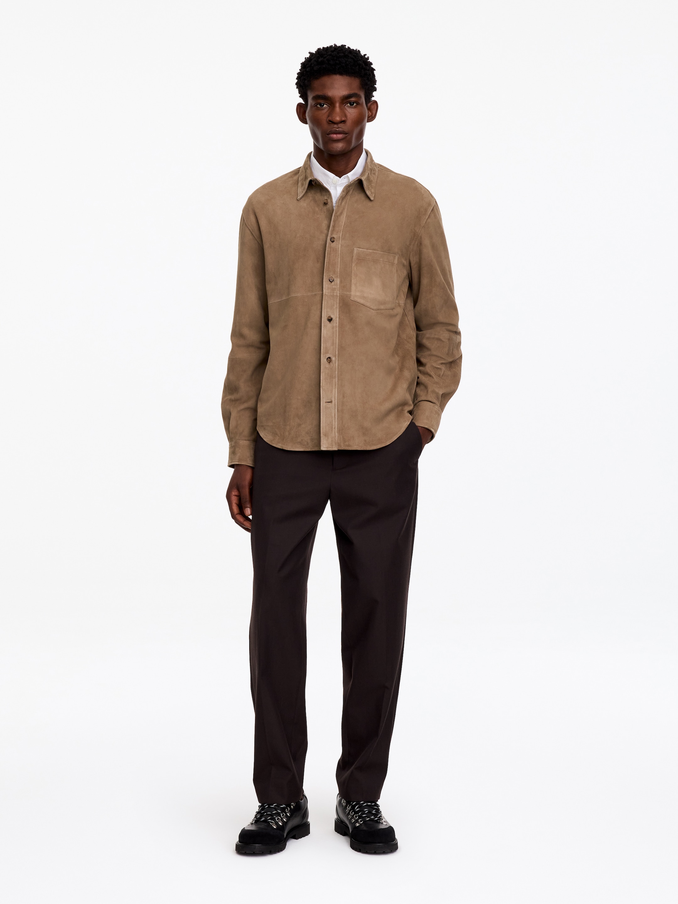 Camisa de ante relaxed fit-Beige-20942