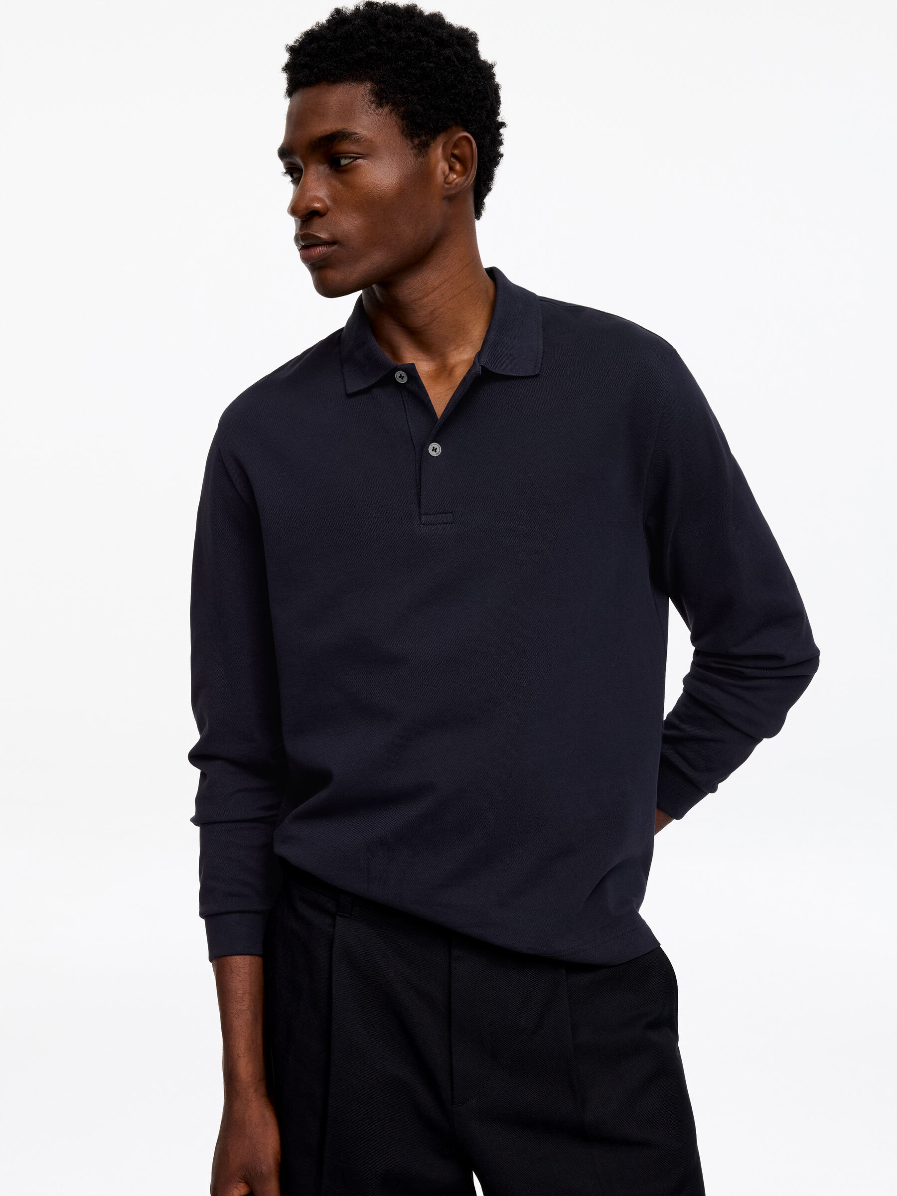 Cotton Piqué Polo Shirt - Dark Blue - Regular fit - Men - StillMedia/Lookbook - 2