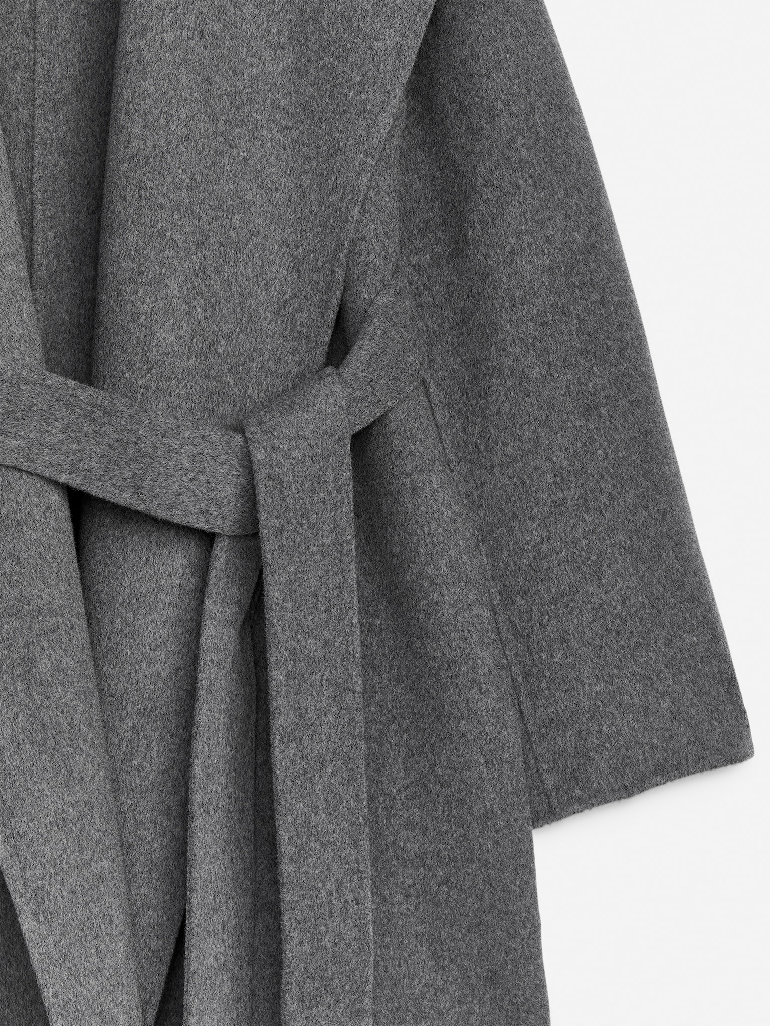 Shawl-Collar Coat - Grey - 2