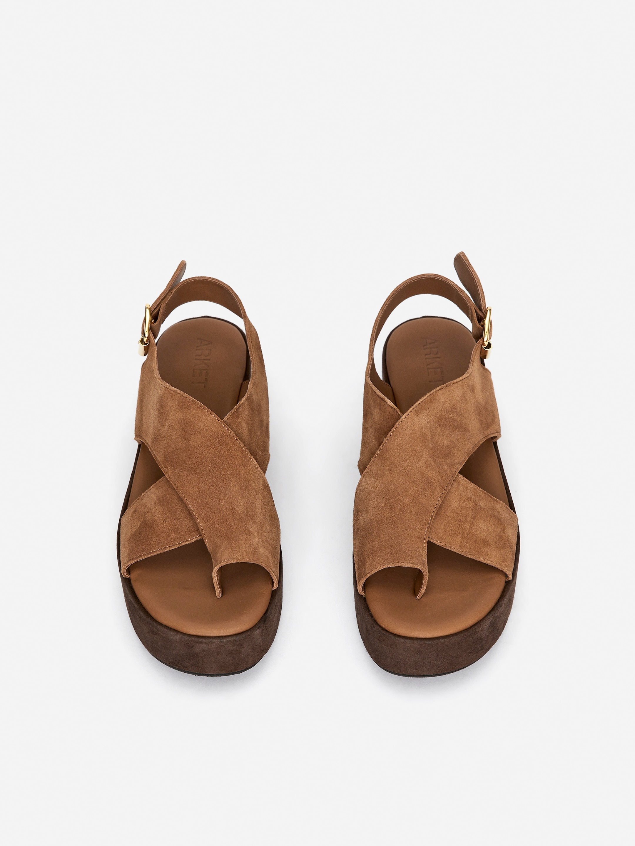 Grotere afbeelding bekijken: Suède sandalen met sleehak - Brown - DAMES | H&M BE 2