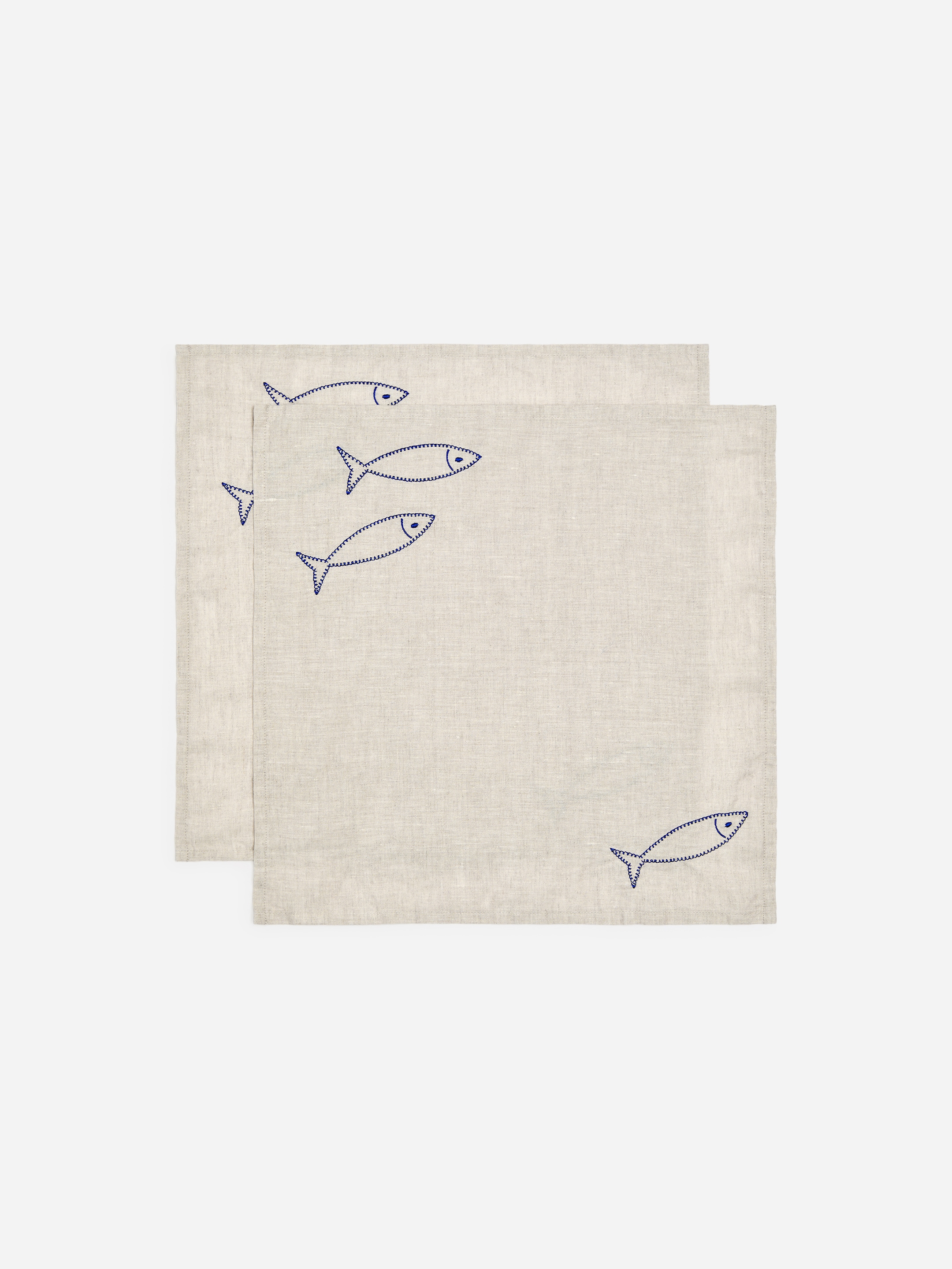 Embroidered Linen Napkins Set of 2-#003EFE-19143