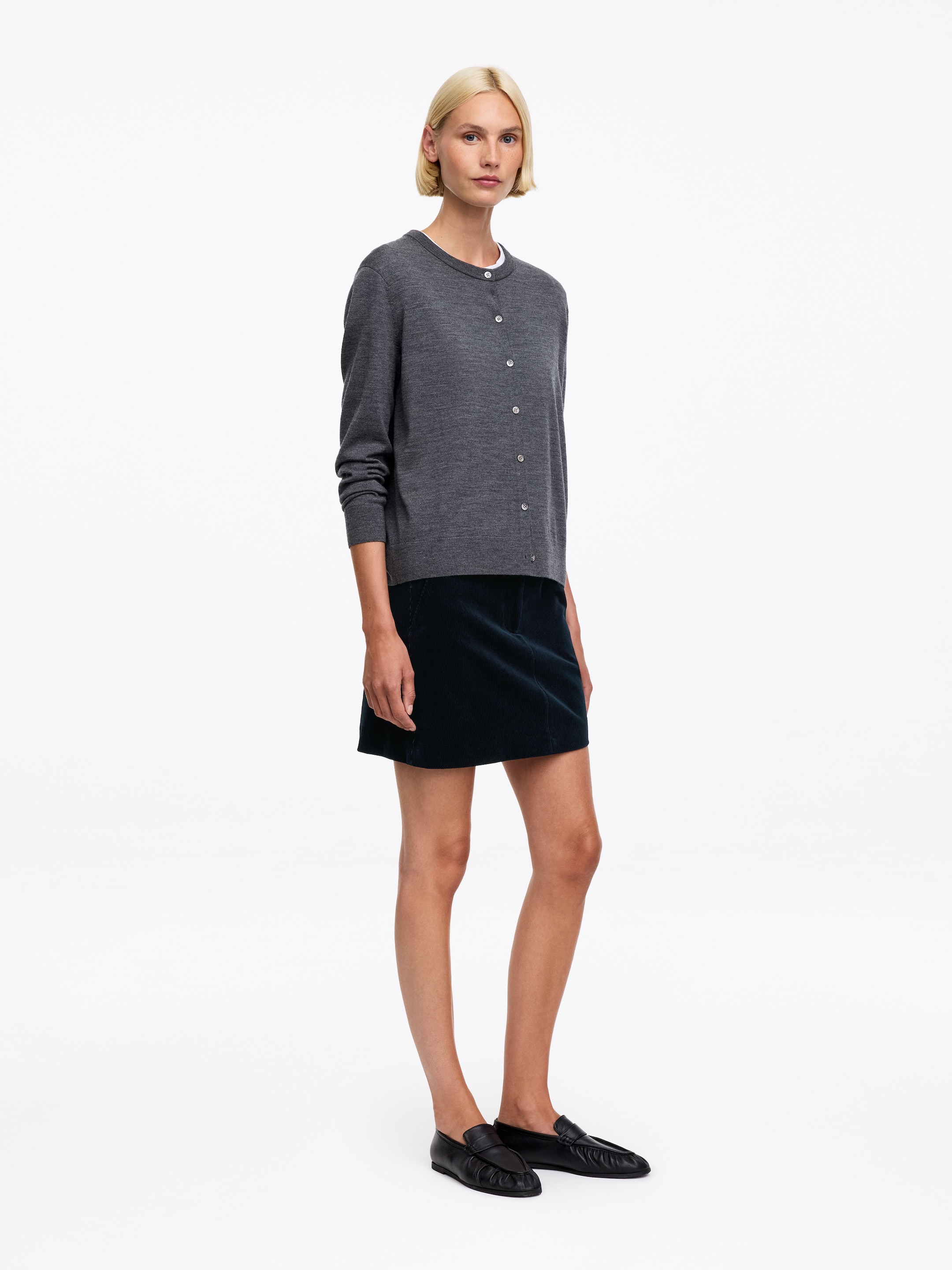 Corduroy Mini Skirt - Dark Blue - Regular fit - women - StillMedia/Lookbook - 2