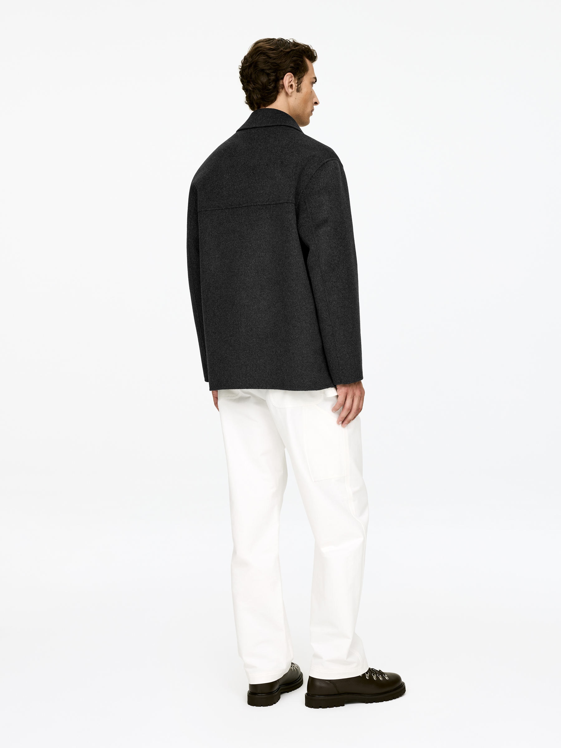 Double-Face Wool Blend Jacket - Dark Grey - Loose fit - Men - StillMedia/Lookbook - 6