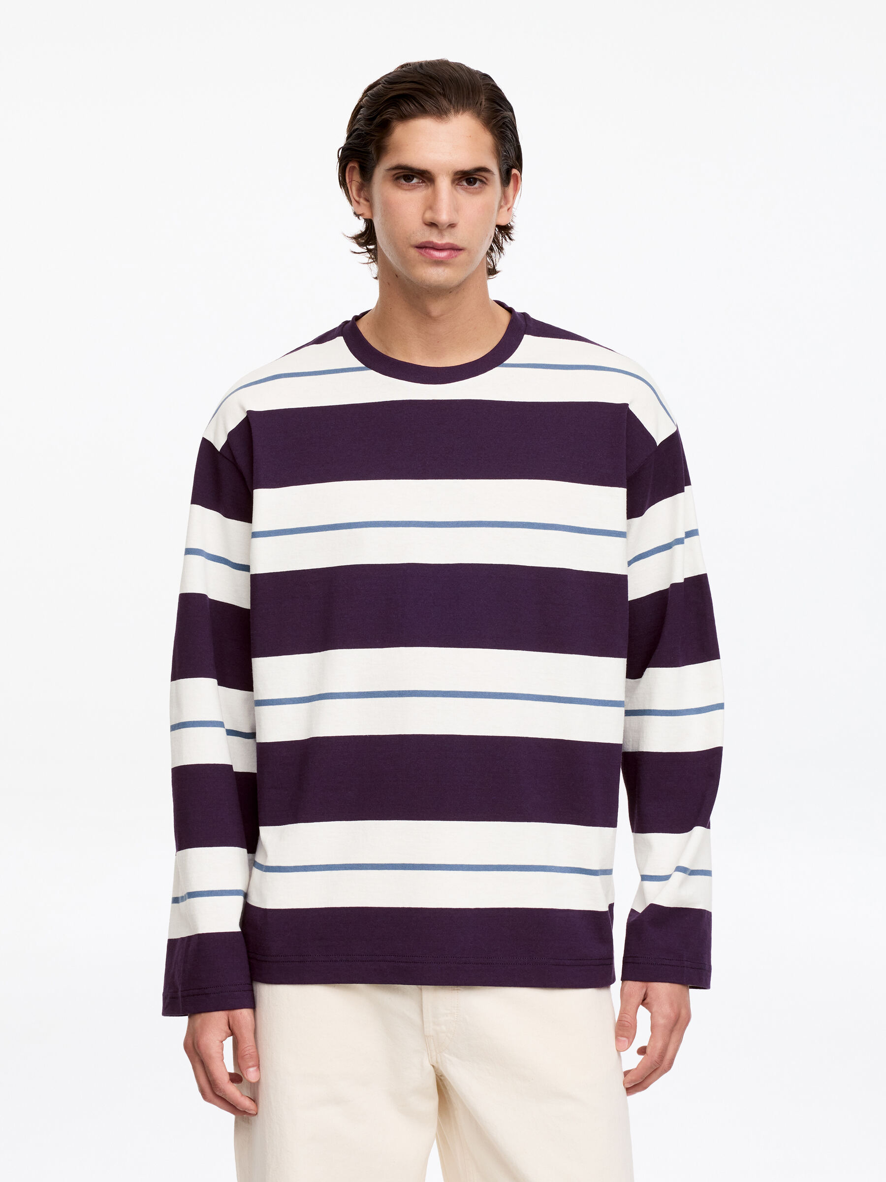 Relaxed Long-Sleeve T-Shirt - Purple/Off White - Relaxed fit - Men - StillMedia/Lookbook - 5