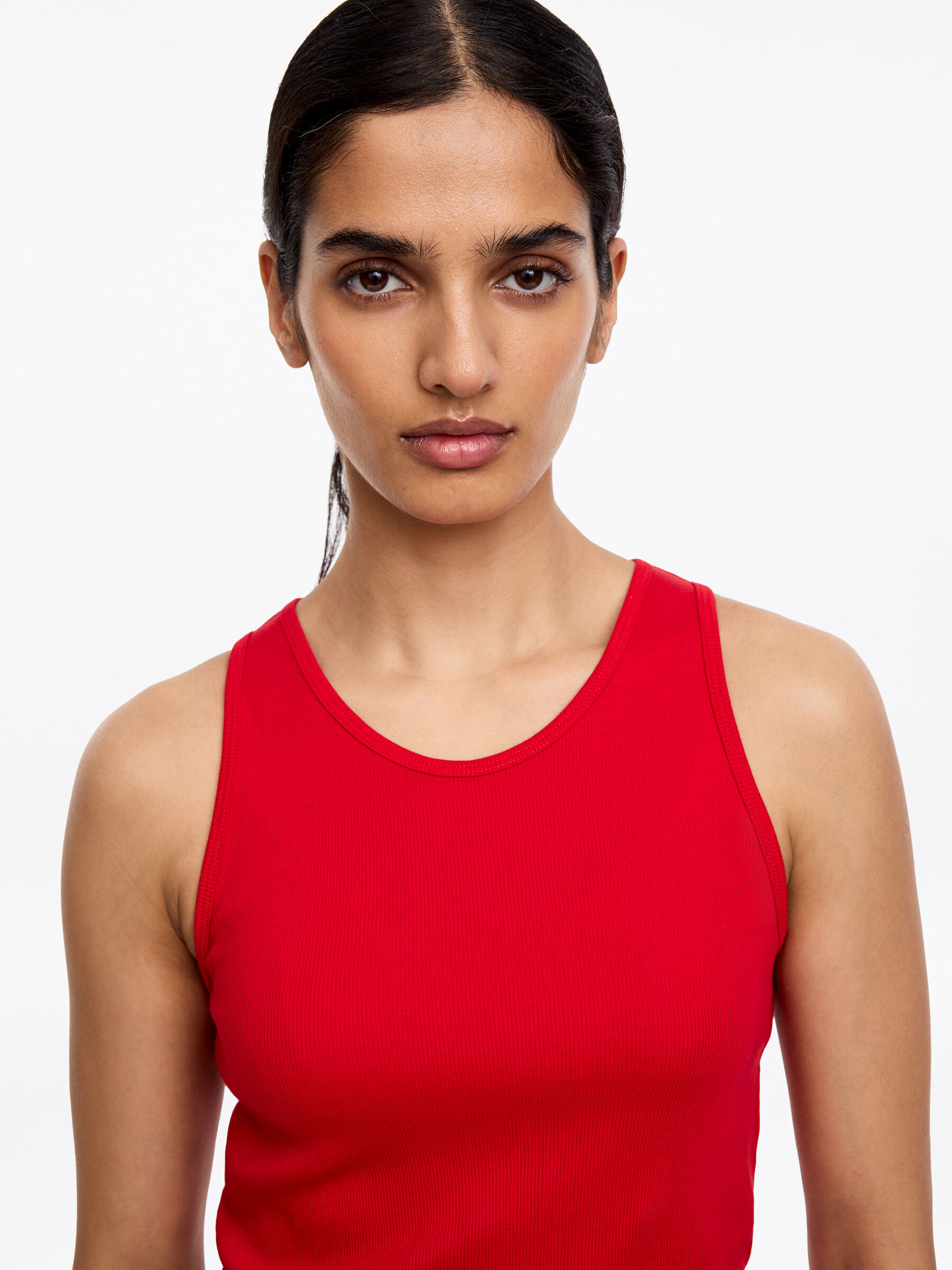 Ribbed Tank Top - Red - Slim fit - Women - StillMedia/Lookbook - 4