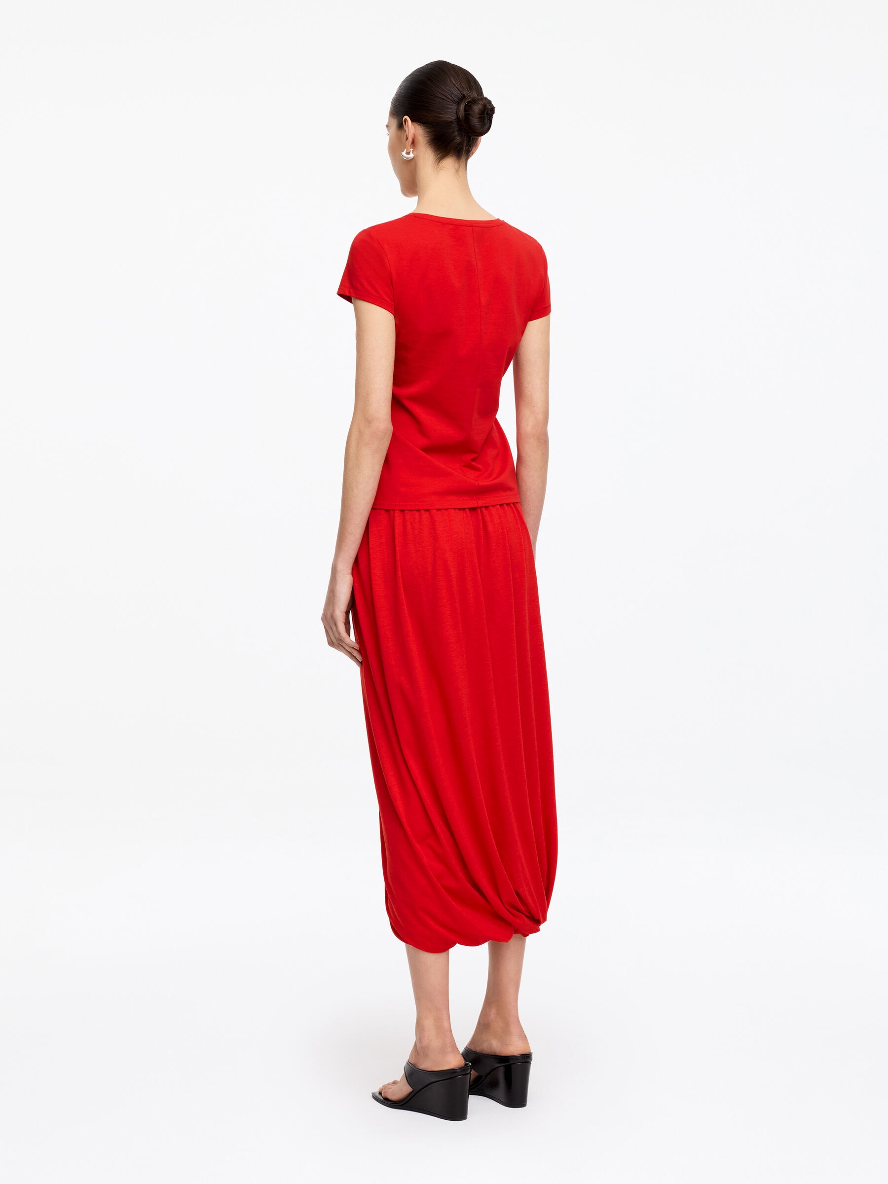 Jupe mi-longue drapée - Rouge - Regular fit - Femme - StillMedia/Lookbook - 4