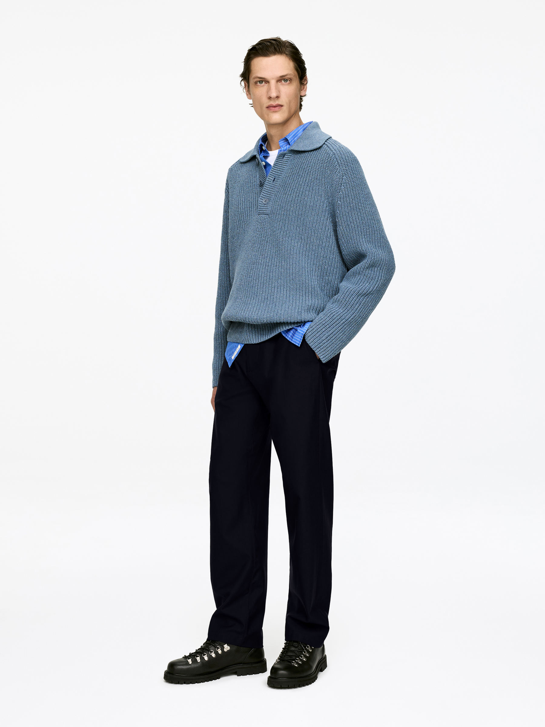 Lockere Hose aus Wolle und Baumwolle - Dunkelblau - Relaxed Fit - Herren - StillMedia/Lookbook - 6