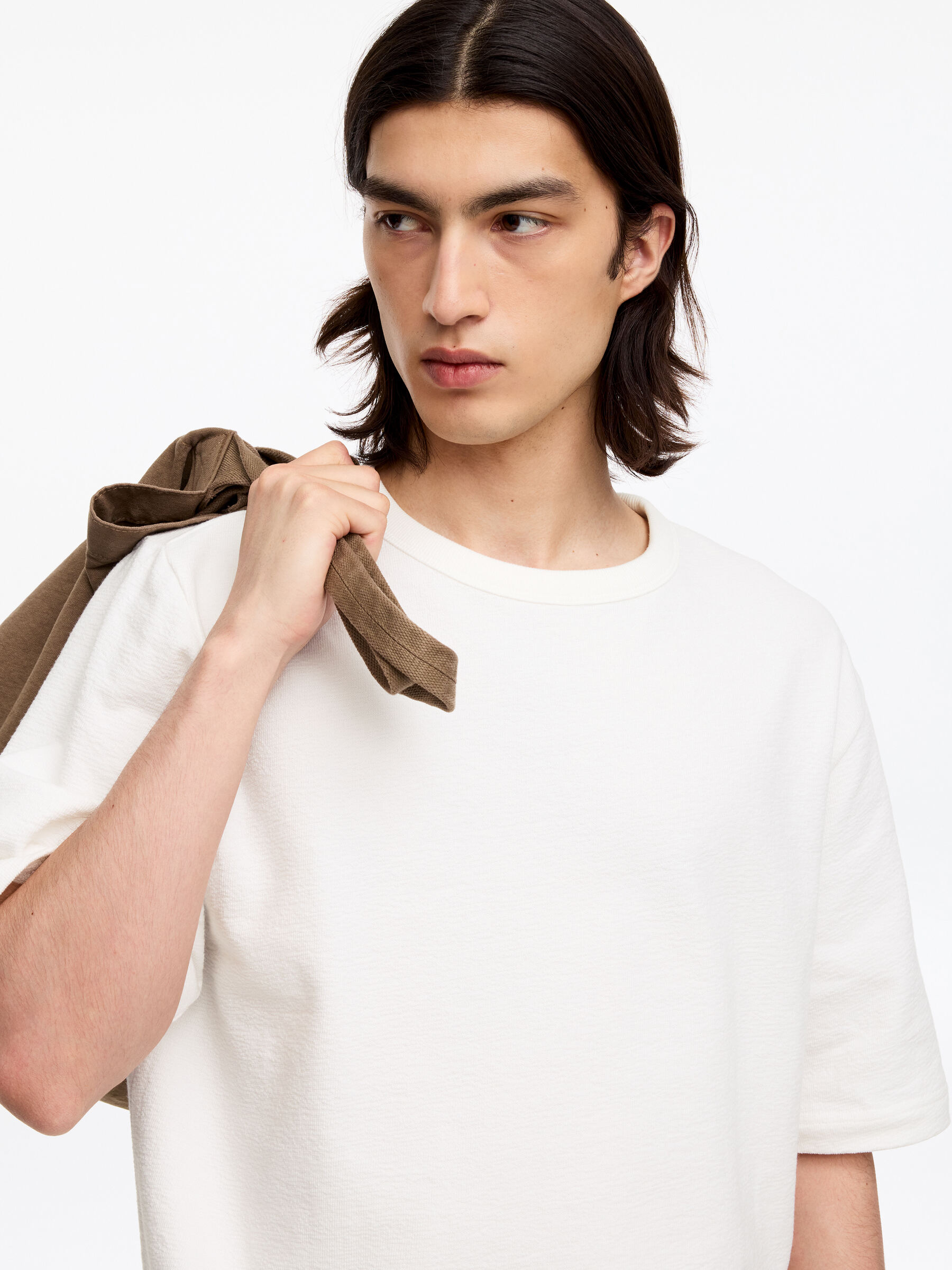 T-shirt bouclé dalla vestibilità rilassata - Bianco sporco - Loose fit - Men - StillMedia/Lookbook - 4
