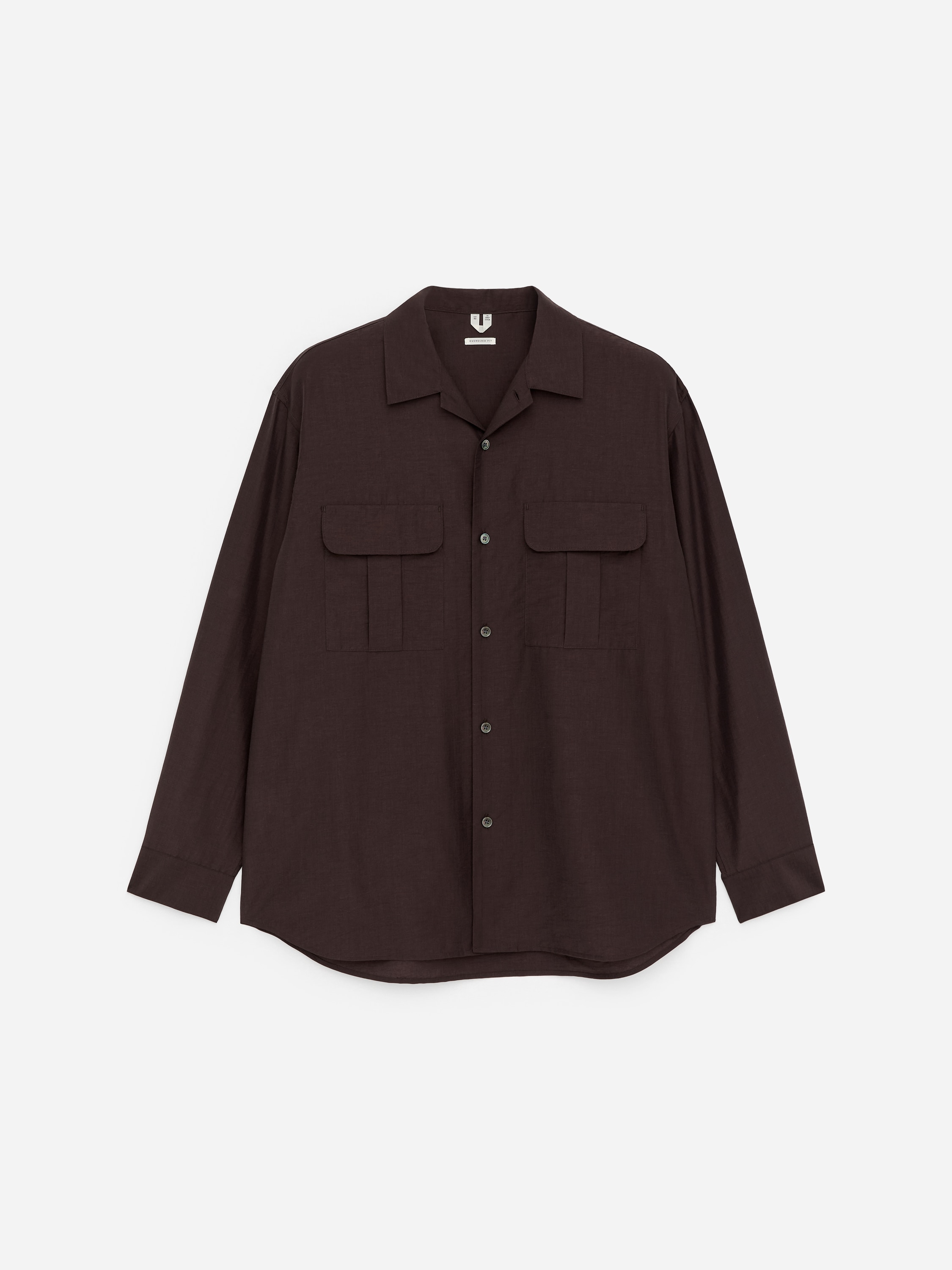 Oversized overhemd van een lyocellmix - Bruin/Poederblauw