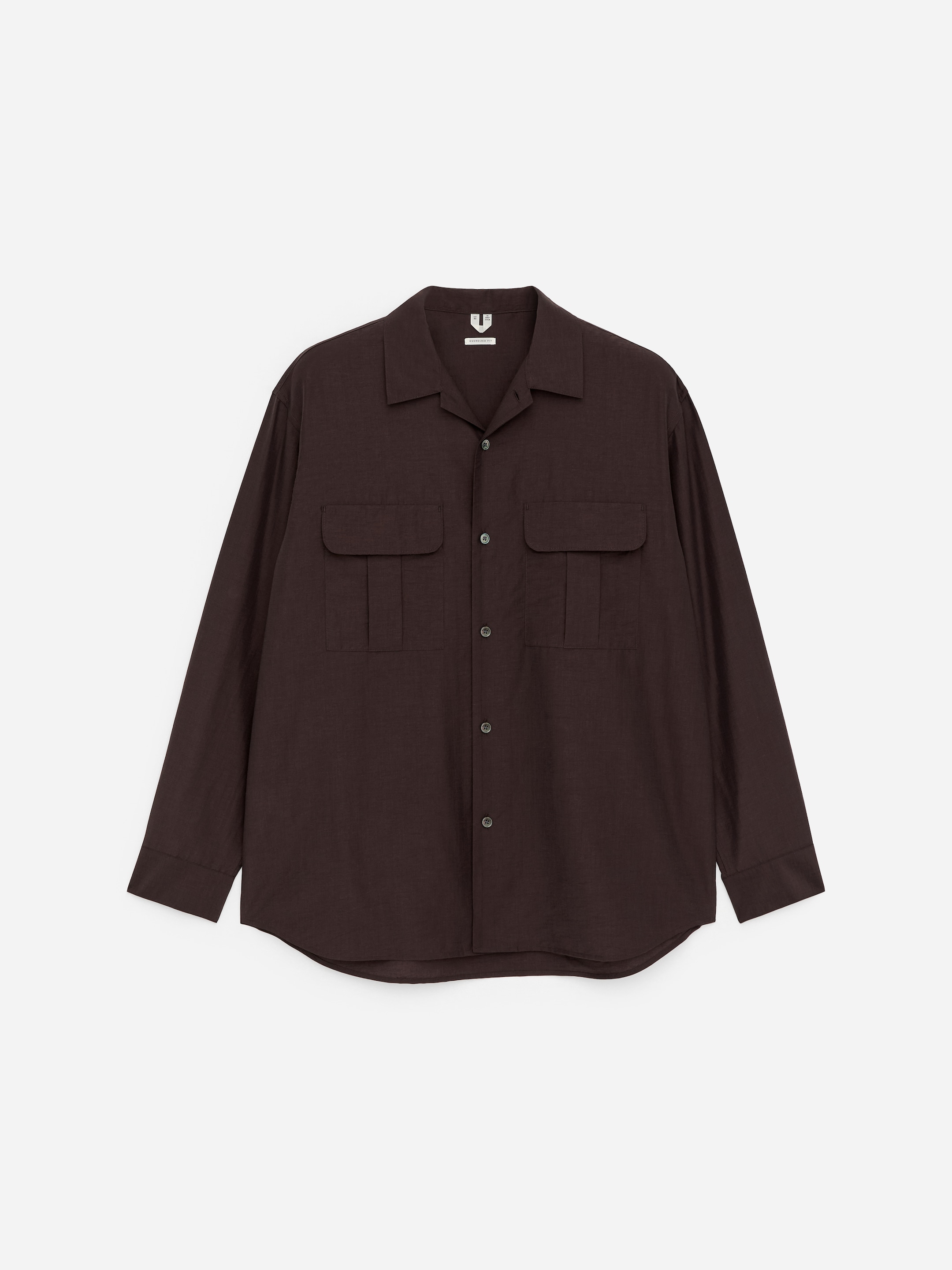 Oversized Lyocell Blend Shirt-Brown-18314
