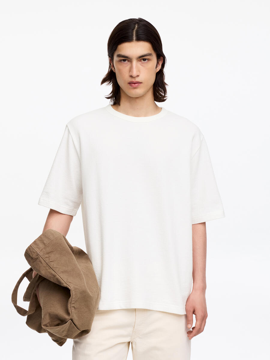 ARKET Men's  Relaxed Bouclé T-Shirt White,  size L