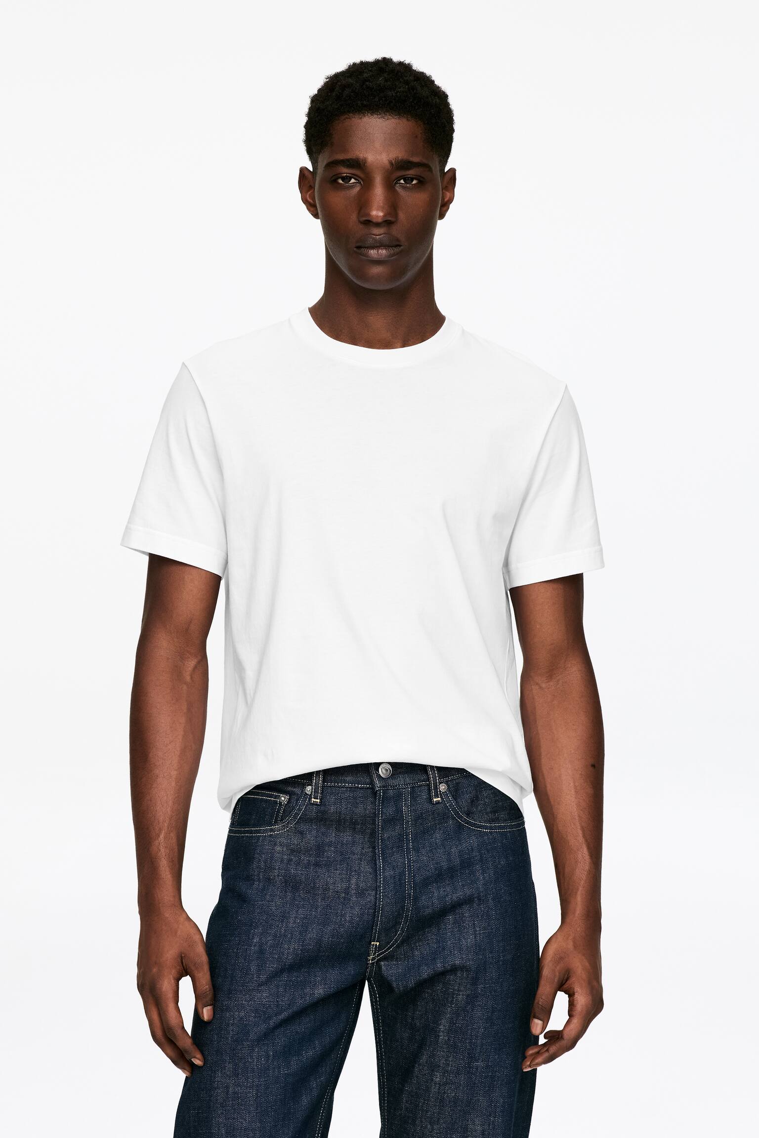 Regular T-shirt (170 g/m²) - Hvid/Sort/Mørkeblå/Gråmeleret - 1