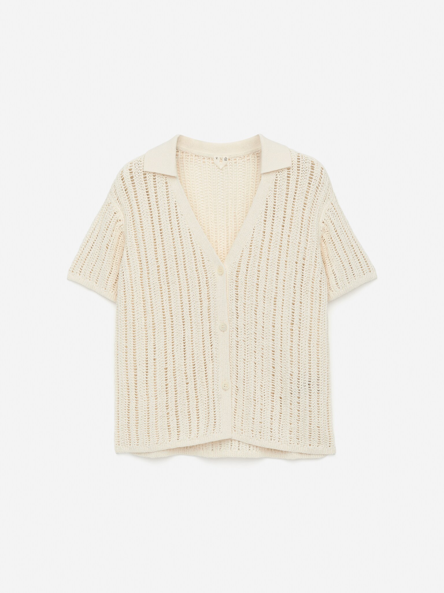 Top con lavorazione a maglia aperta - Beige - 2