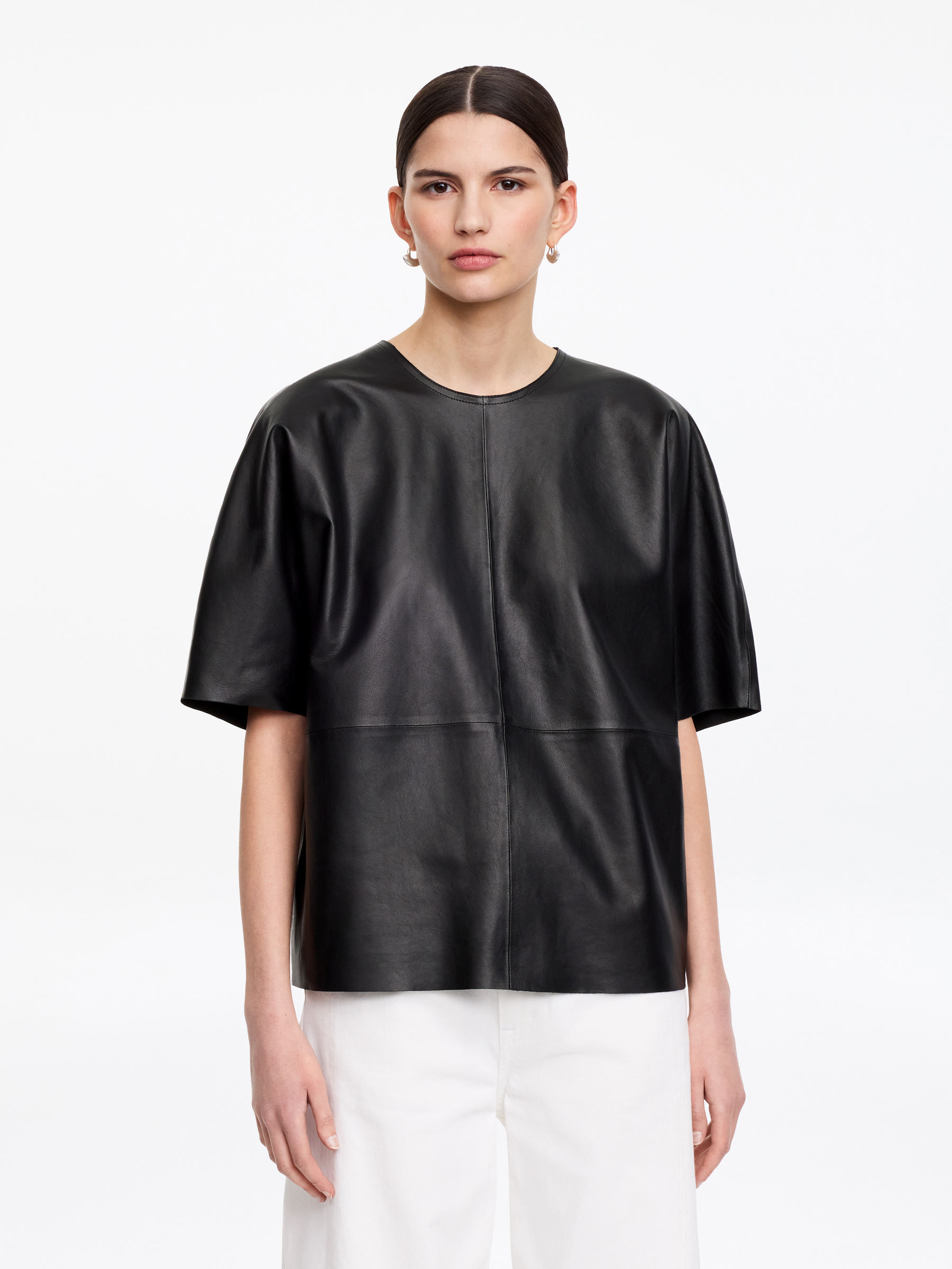 Leather T-Shirt - Black - Regular fit - Women - StillMedia/Lookbook - 3