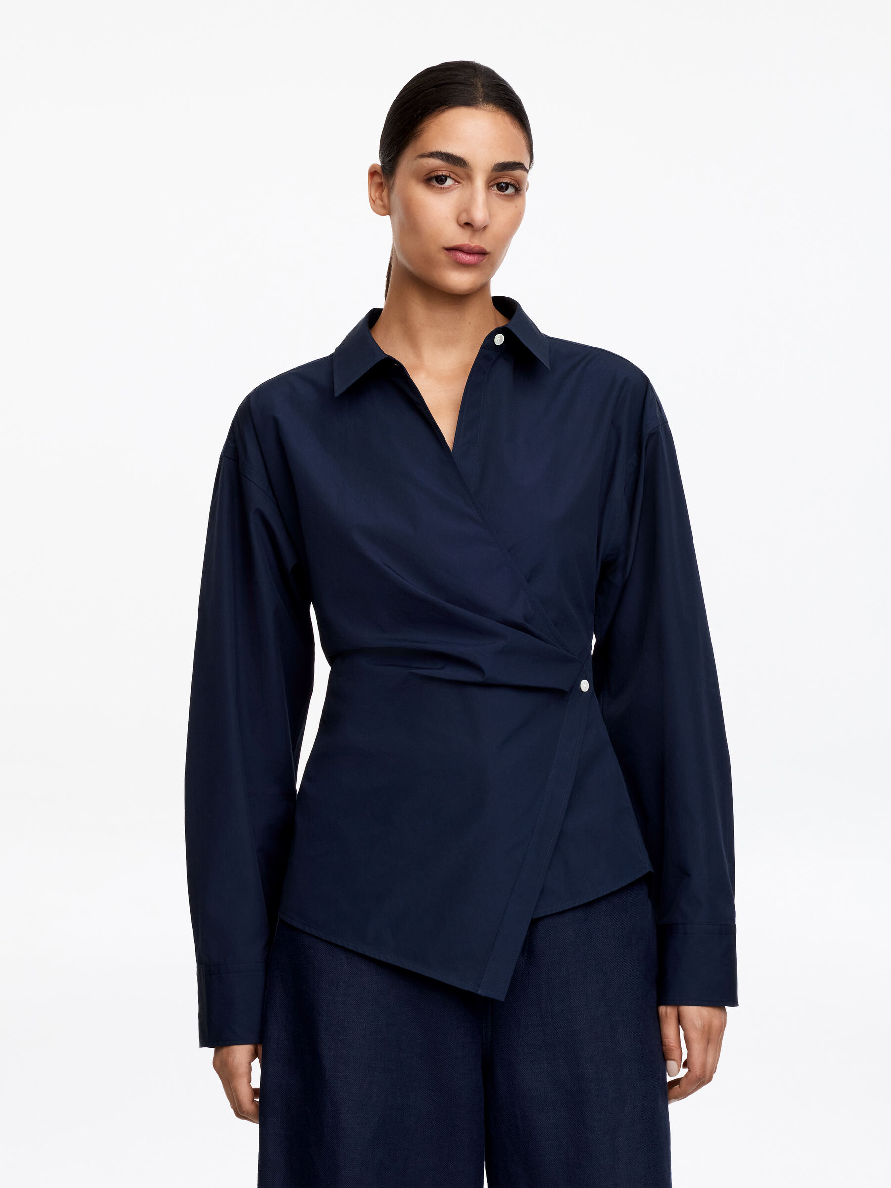 Wrap Shirt - Dark Blue - Slim fit - Women - StillMedia/Lookbook - 7