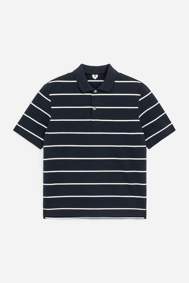 Piqué Polo Shirt - Dark Blue/Striped/Off White/Green/Dark Blue - 1