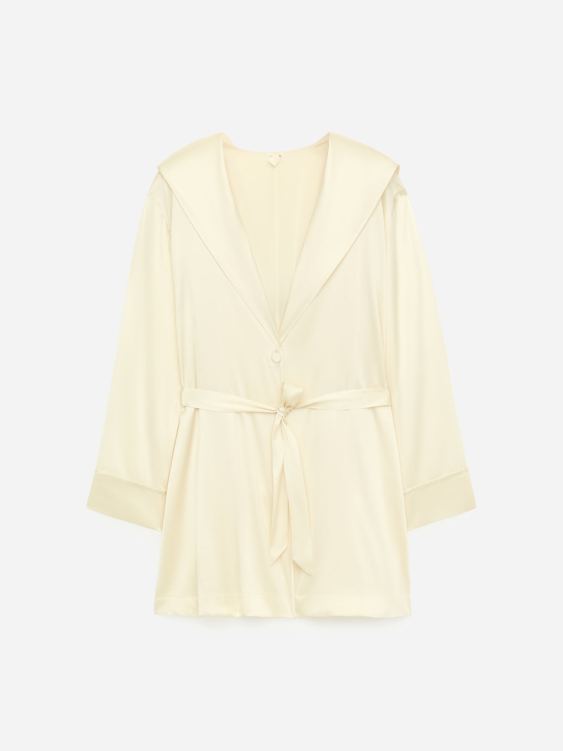 Stretchig morgonrock i siden - Off-white - Regular fit - Women - StillMedia/DescriptiveStillLife - 1