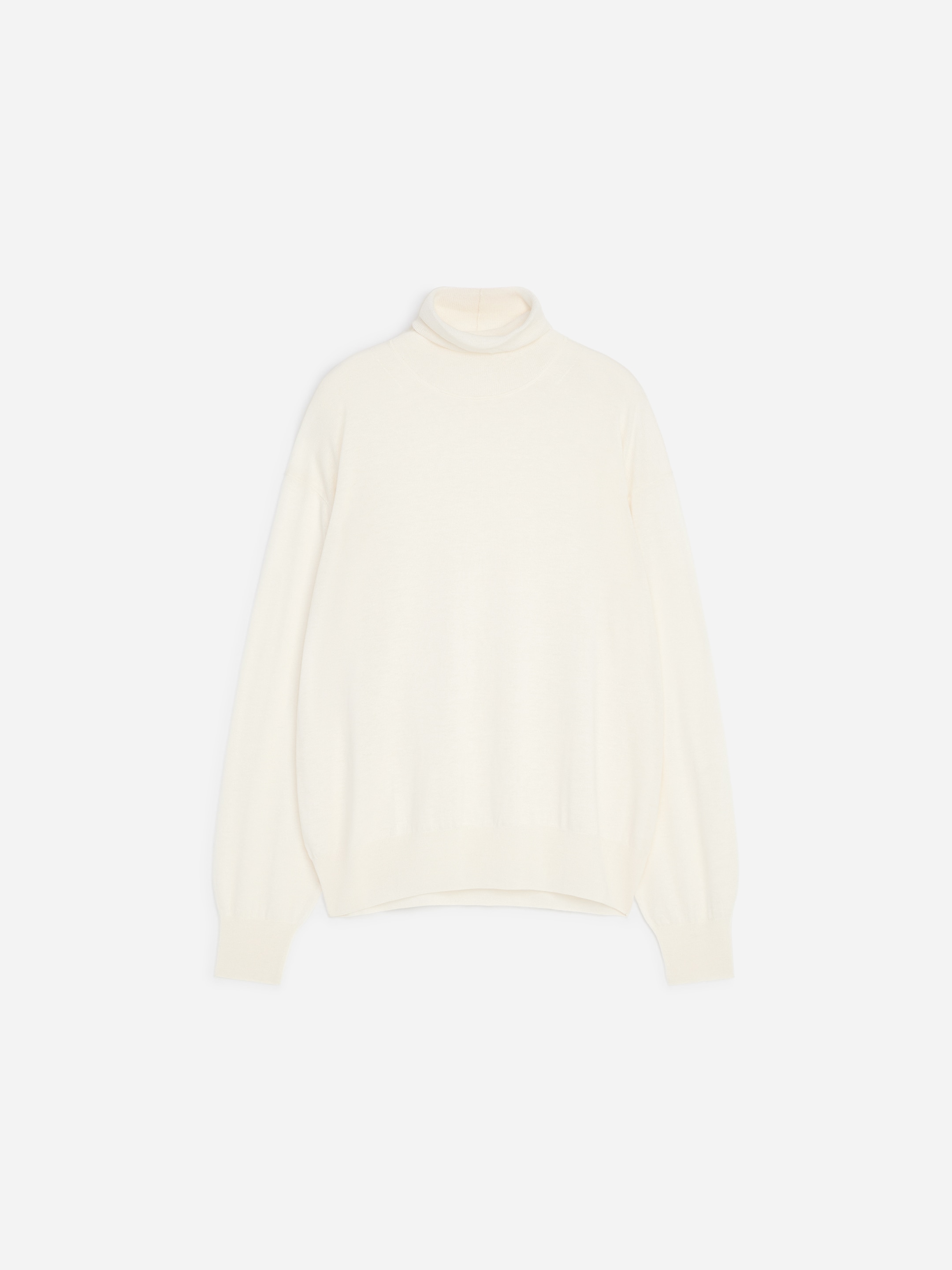 Jersey de cuello vuelto de lana y lyocell-#F4F3E9-20288