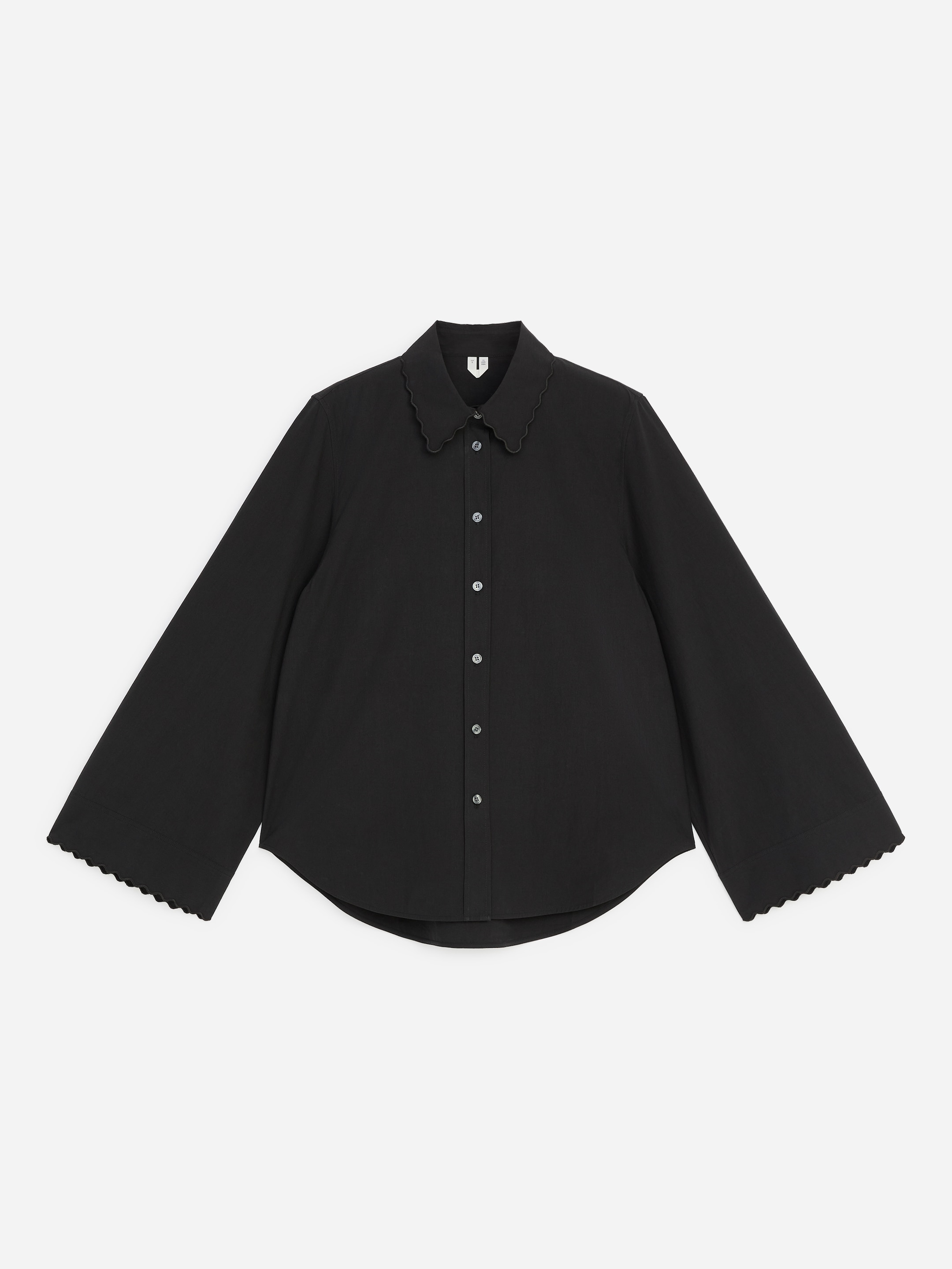 Scallop-Detail Shirt-Black-20568