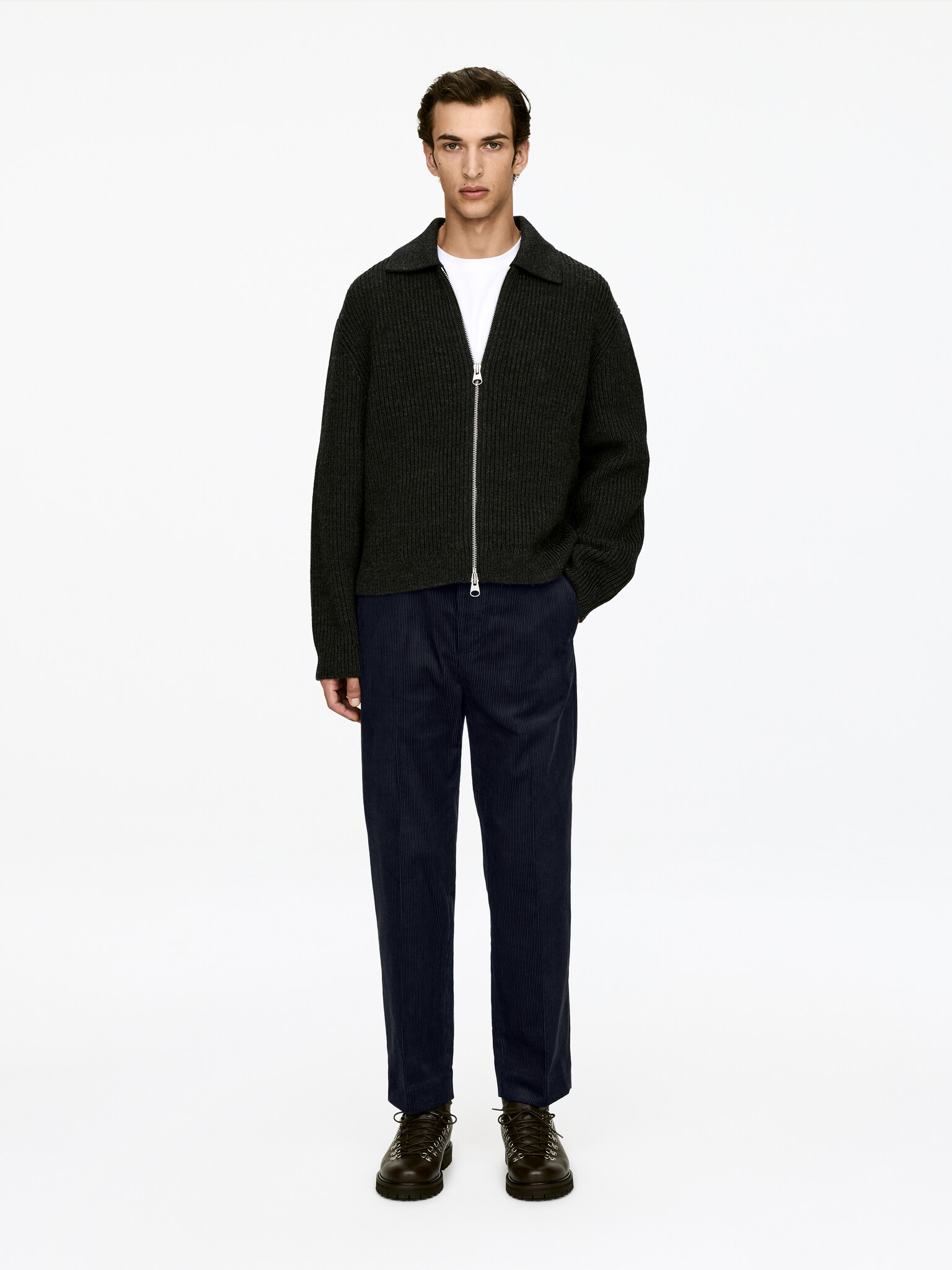 Corduroy Trousers - Dark Blue/Black