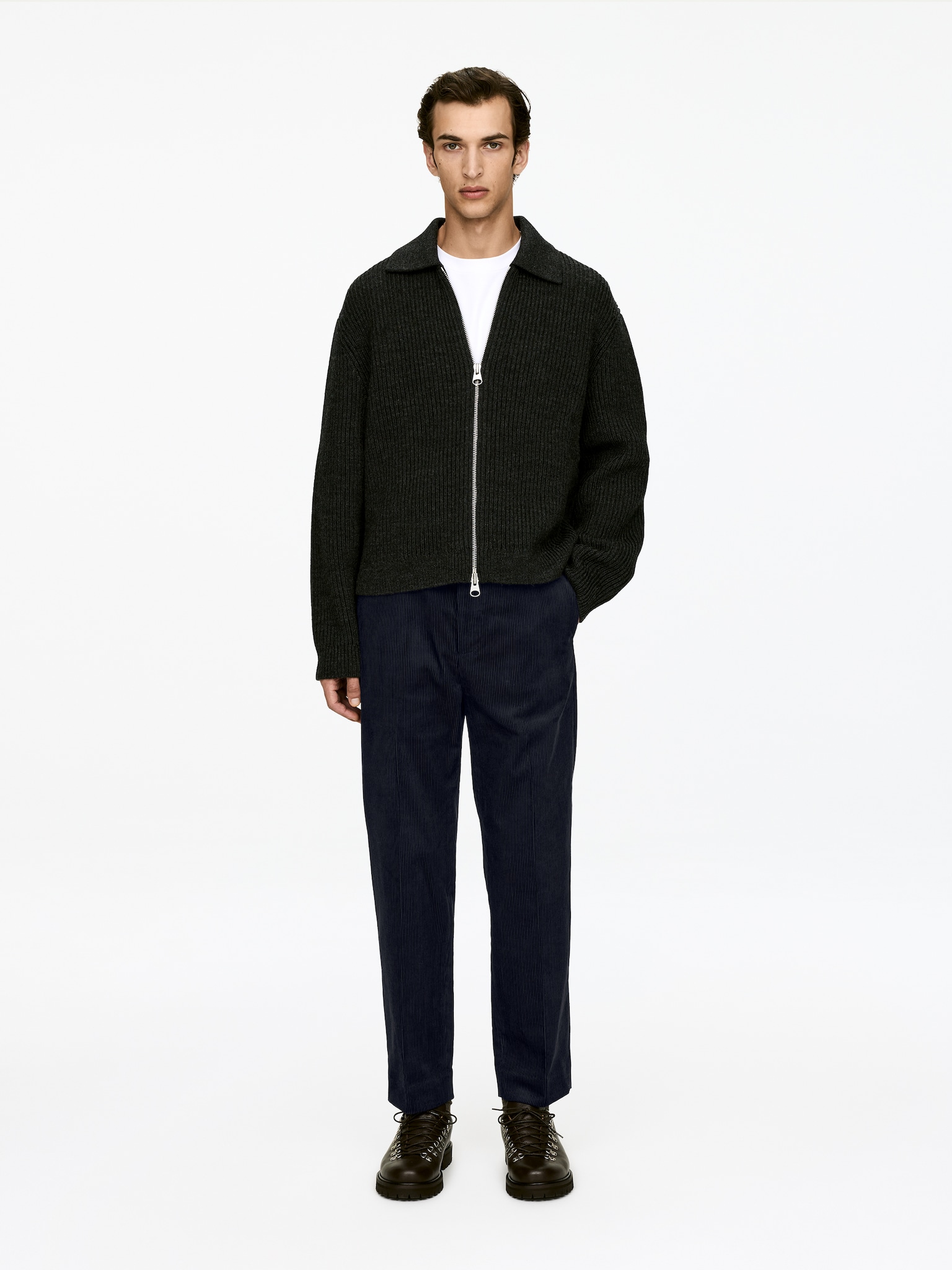 Corduroy Trousers - Dark Blue/Black