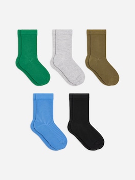 Ribbstickade strumpor, 5-pack