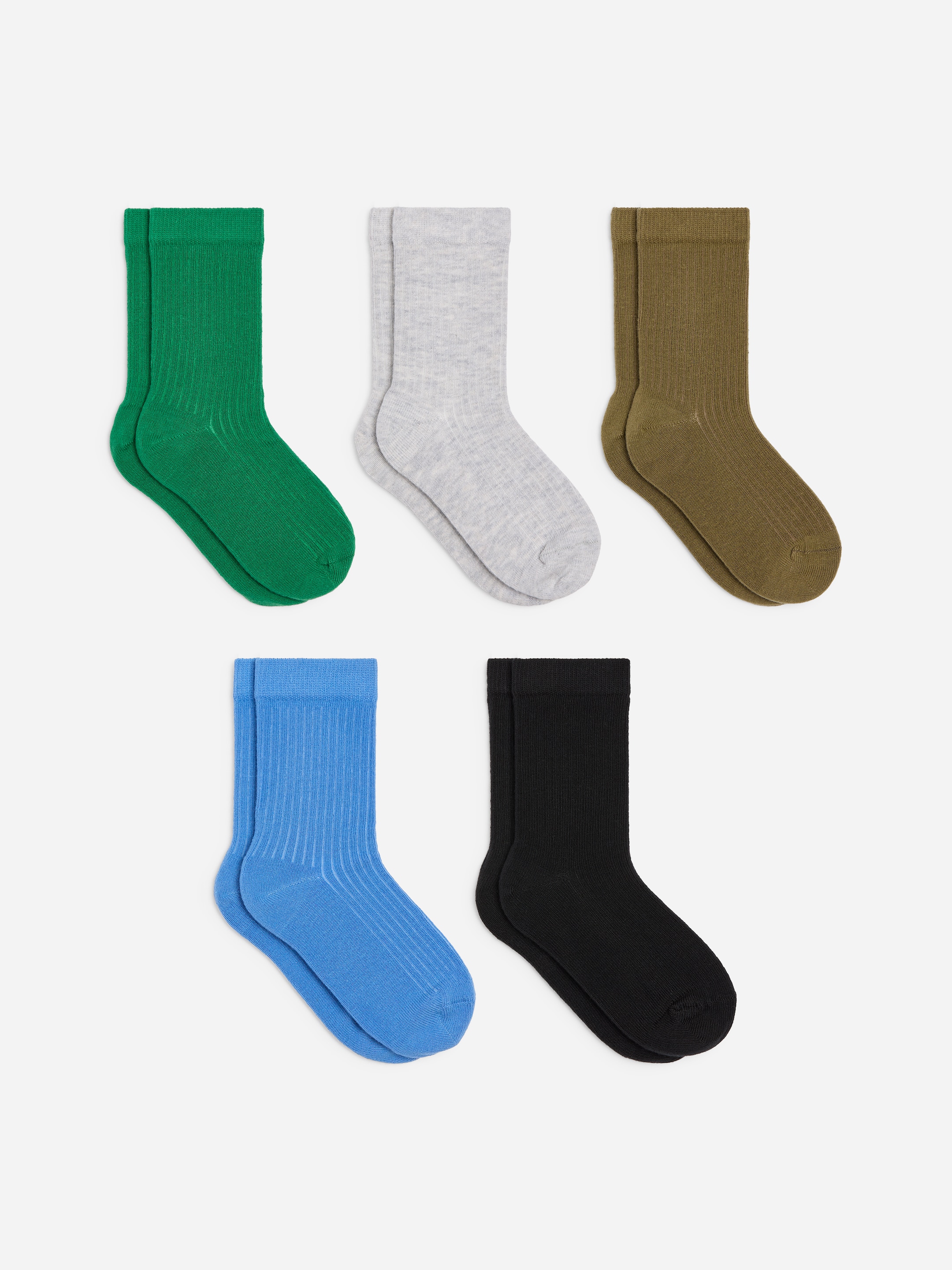 Chaussettes en maille côtelée, 5 paires-Green-20461