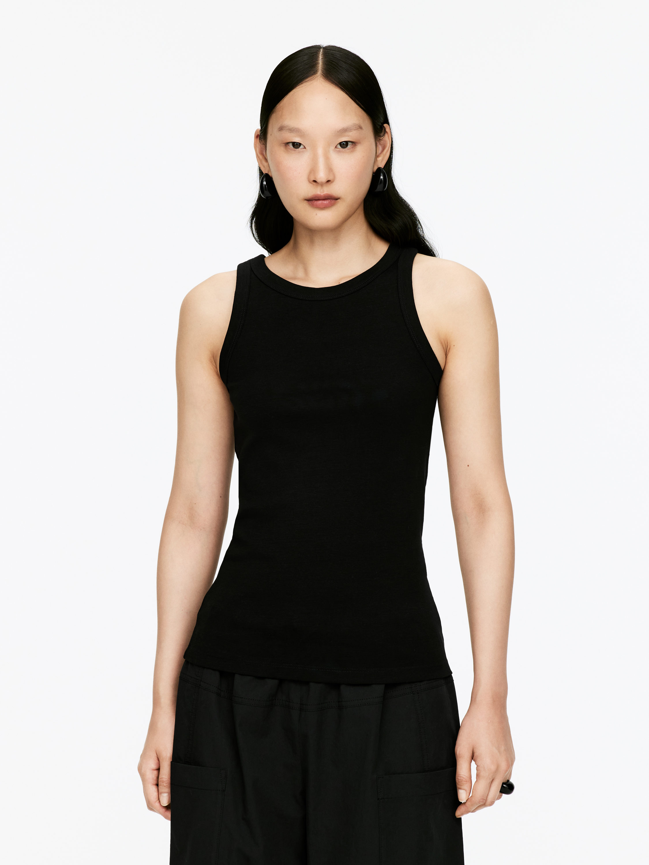 Rib Tank Top - Black - Slim fit - Women - StillMedia/Lookbook - 32
